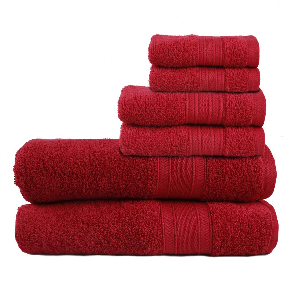 TRIDENT Burgundy Towels, 12 Piece Bathroom Towel Set, 2 Bath Towel Set, 4  Hand Towel Set, 6 Wash Cloth Set, 100% Cotton Fast Dry, Everyday Use  Towels