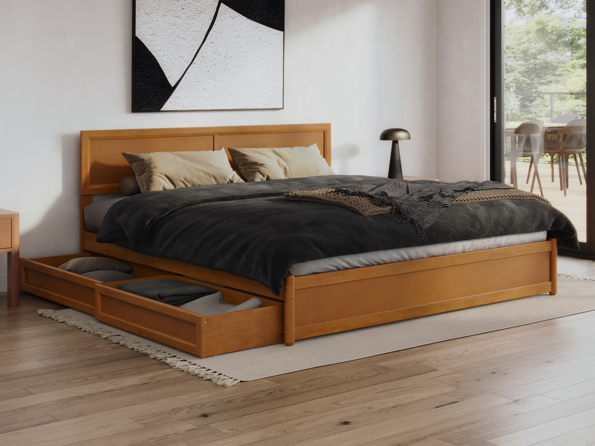 AFI AR848715T Lylah Light Toffee King Wood Platform Bed with Storage