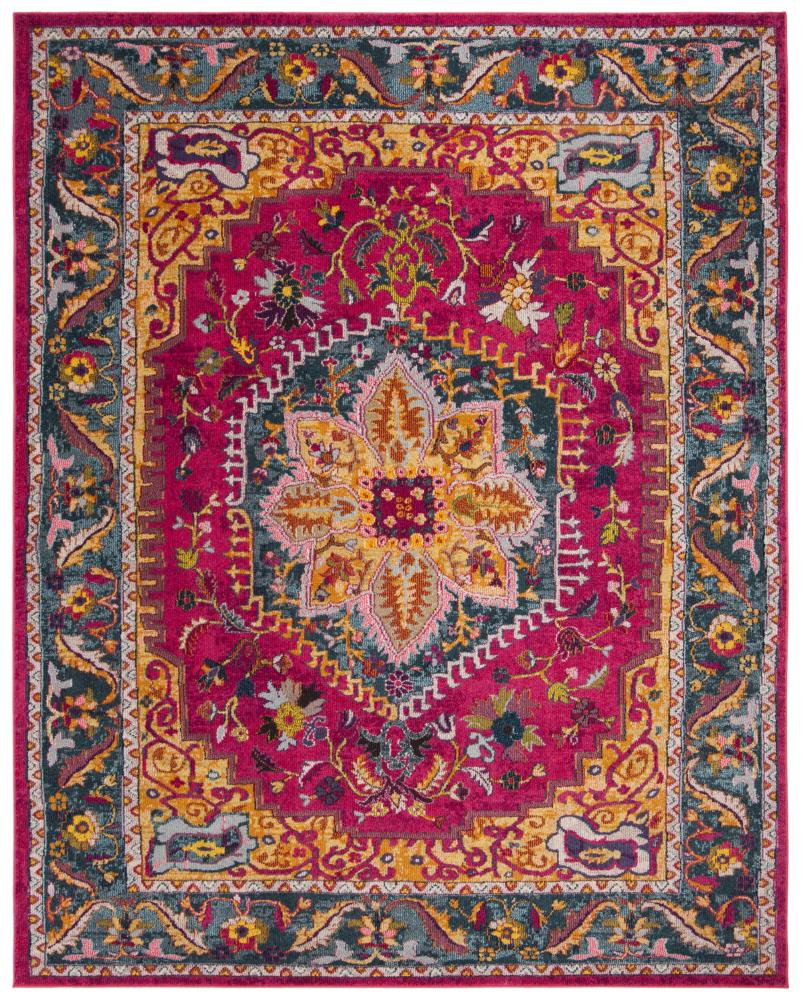 Safavieh PHX153R-8 Phoenix Ian 8 x 10 (ft) Loomed Polypropylene Fuchsia/Blue Rectangular Indoor Distressed/Overdyed Vintage Area rug