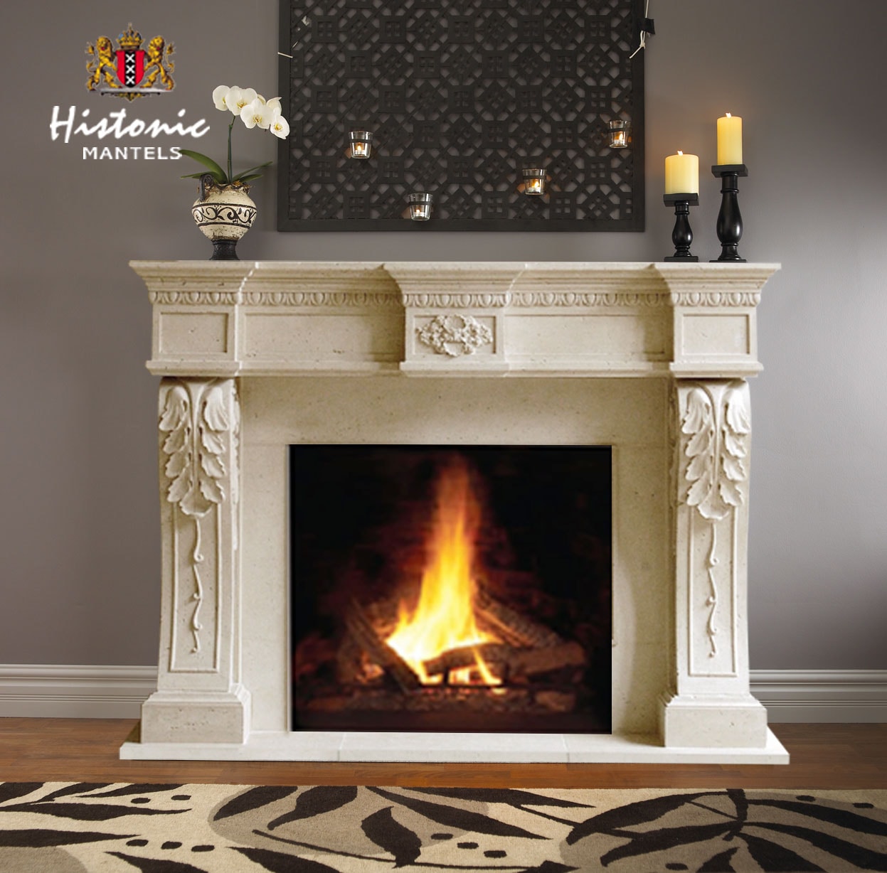 HISTORIC MANTELS LIMITED 62-in W X 52-in H Distressed Ivory/Beige ...