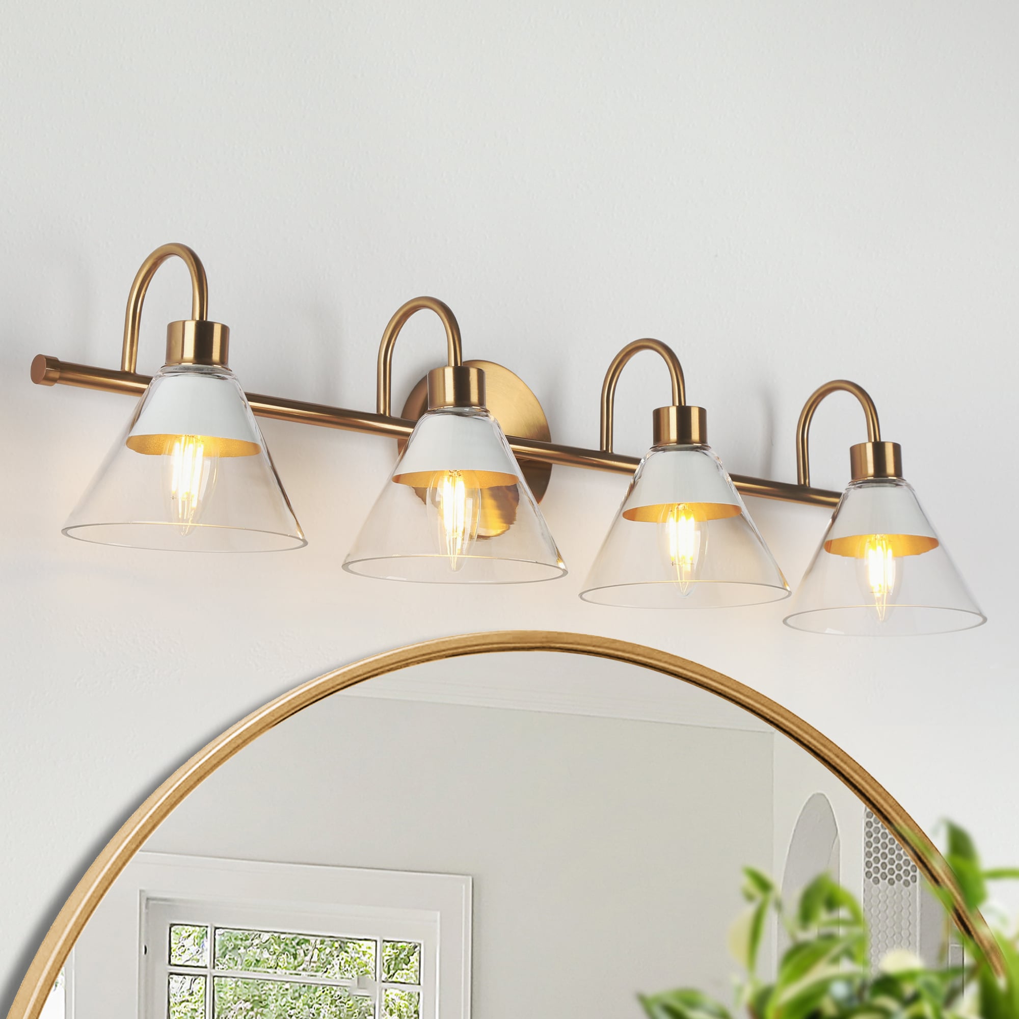 Uolfin 3QIJAY-LWS233W4-I8 29-in 4 -Light Polished Gold Modern/contemporary Vanity light