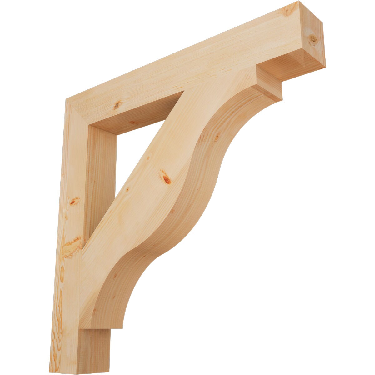 Ekena Millwork BKT06X42X42FST05SDF Funston Block Smooth 5-1/2-in x 42-in x 42-in Douglas fir Brown Wood Standard bracket