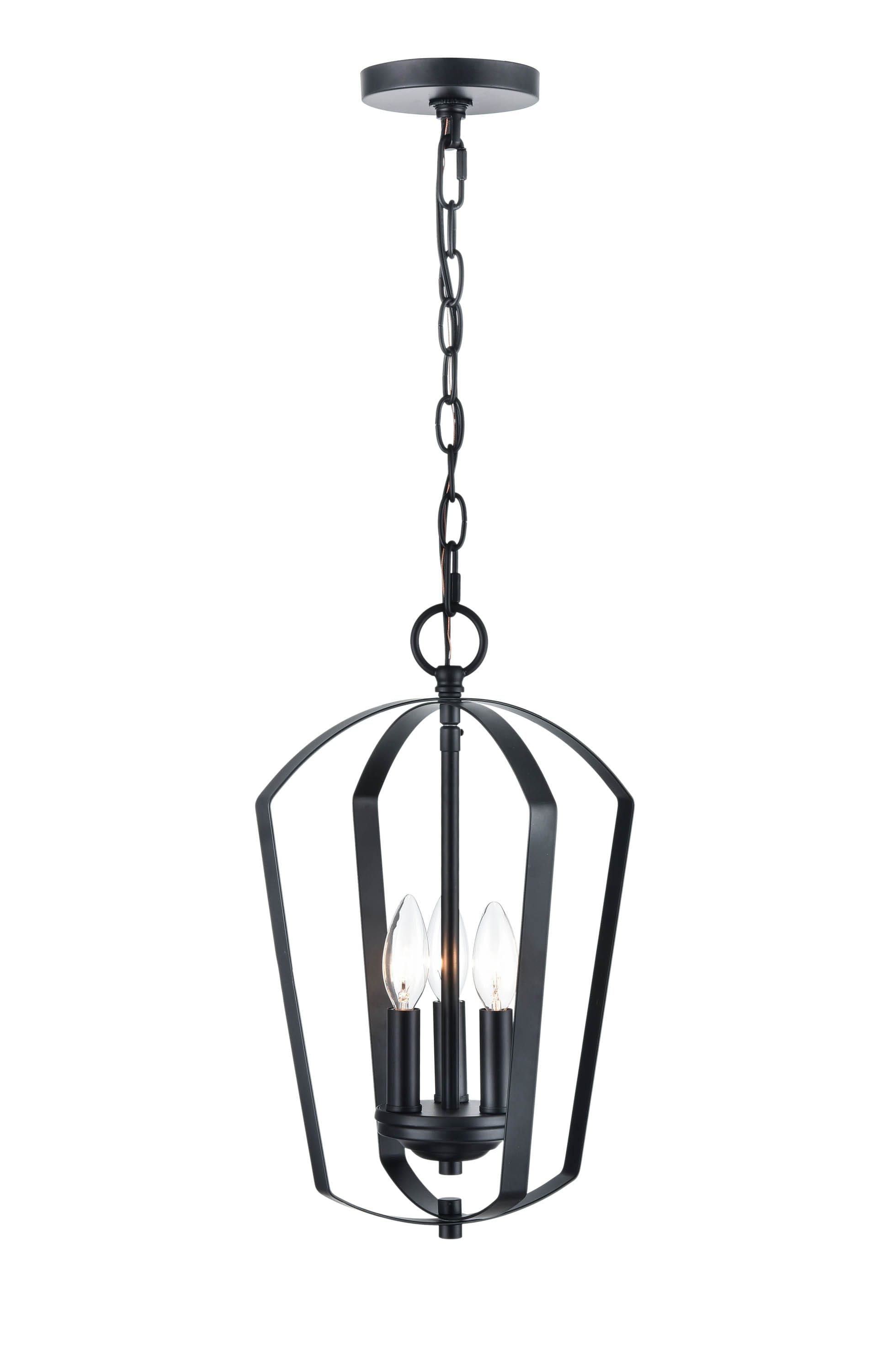 Millennium Lighting 9823-MB Ivey Lake 3 -Light Matte Black Traditional Geometric Medium Hanging Pendant light