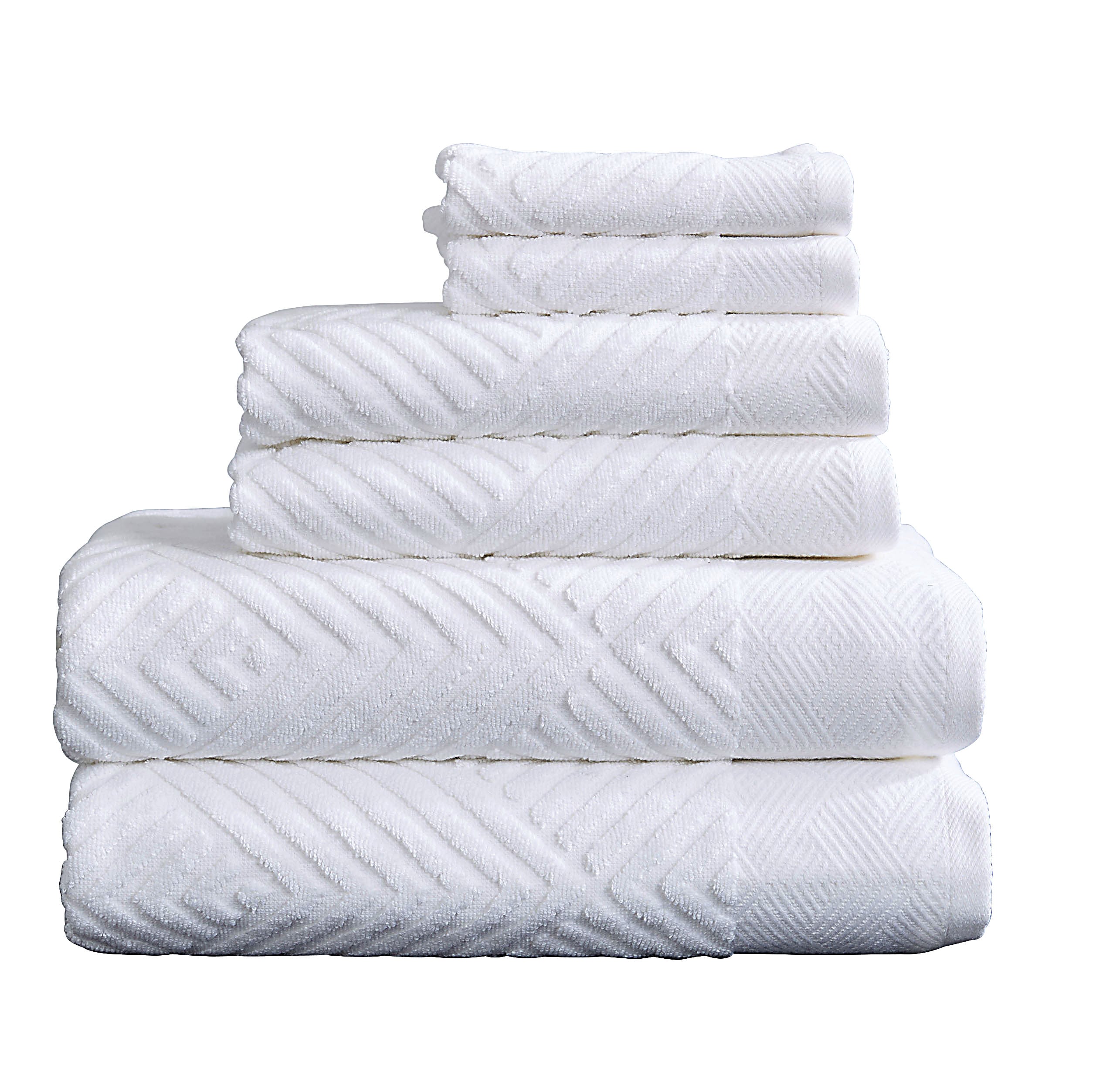 Welhome Soft Cotton Loop 6 Piece Bath Towel Set, Blush 