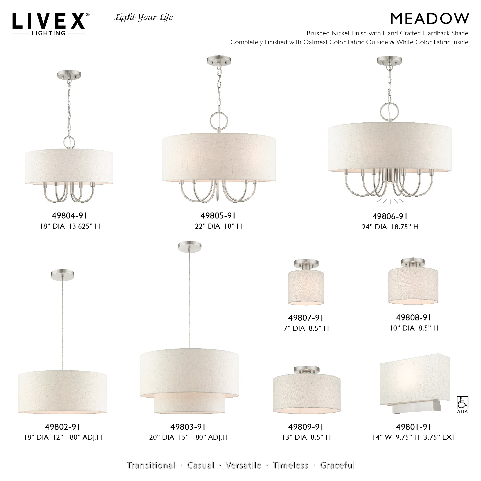 Contemporary Brushed Nickel 3-Light Indoor Drum Pendant
