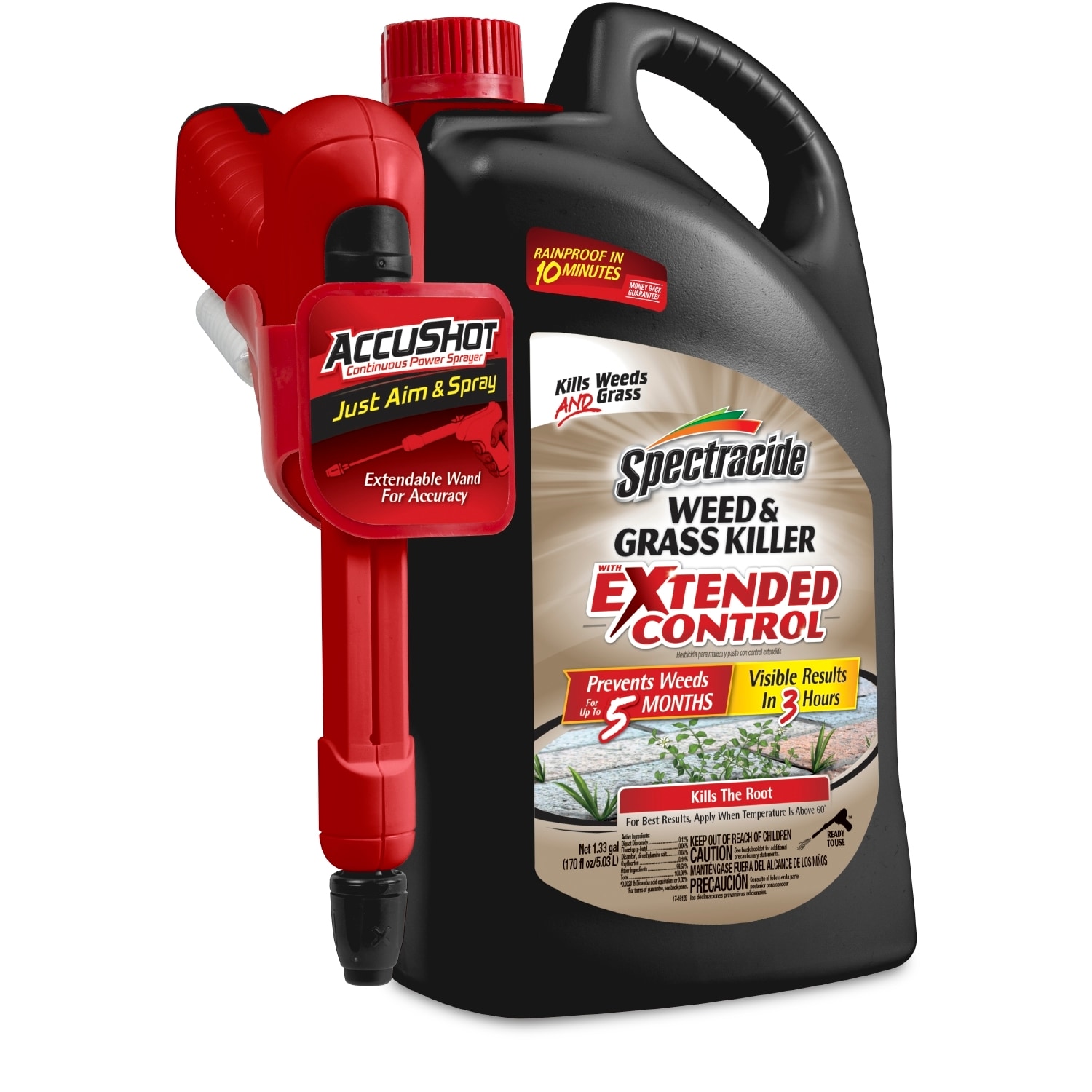Spectracide HG-96462 Weed and Grass Killer with Extended Control AccuShot Sprayer 1 -Gallon Ready to Use Weed and grass killer