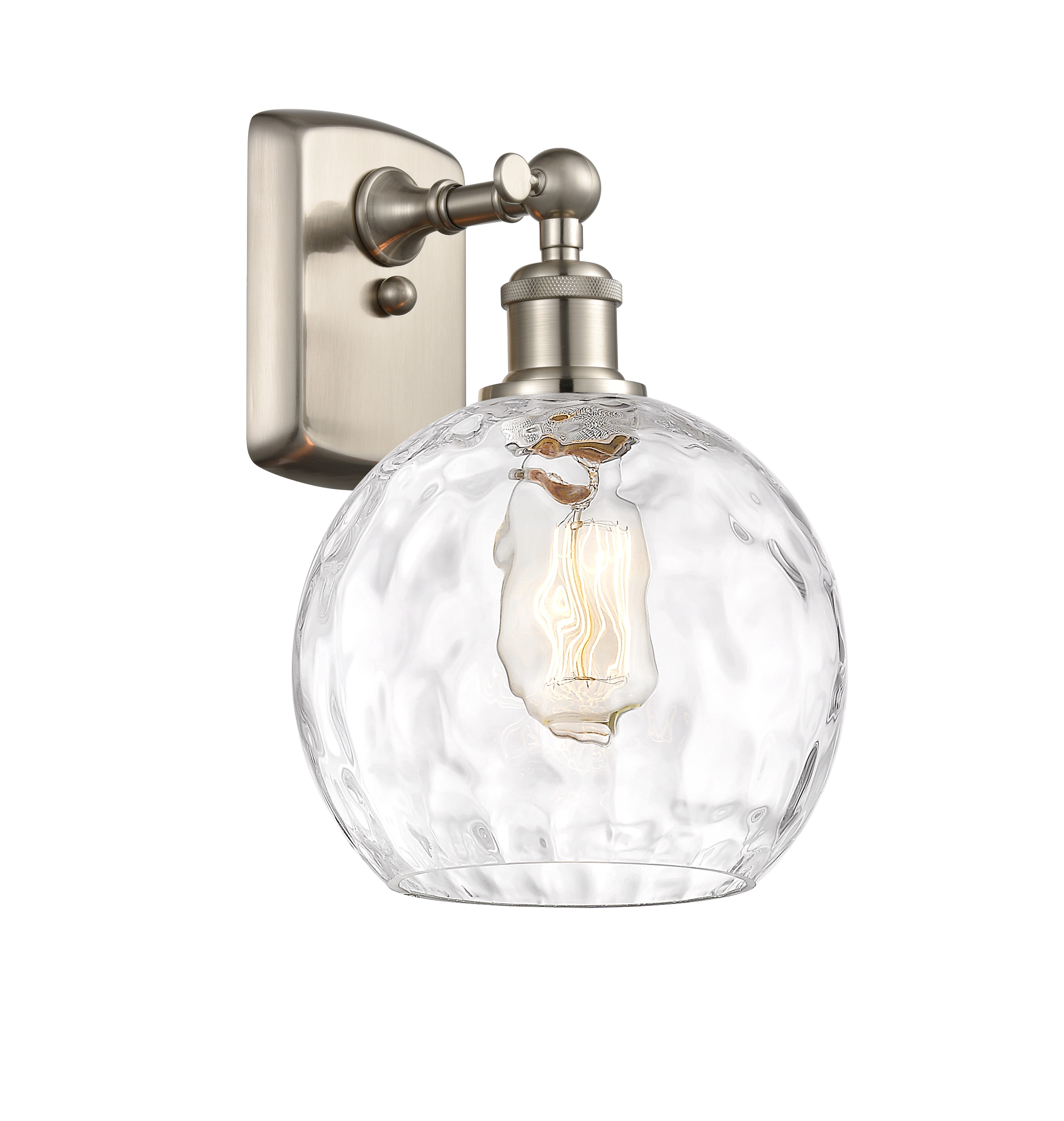 Innovations Lighting 516-1W-SN-G1215-8 Athens Water Glass 8-in W 1 -Light Brushed Nickel Industrial Wall Sconce