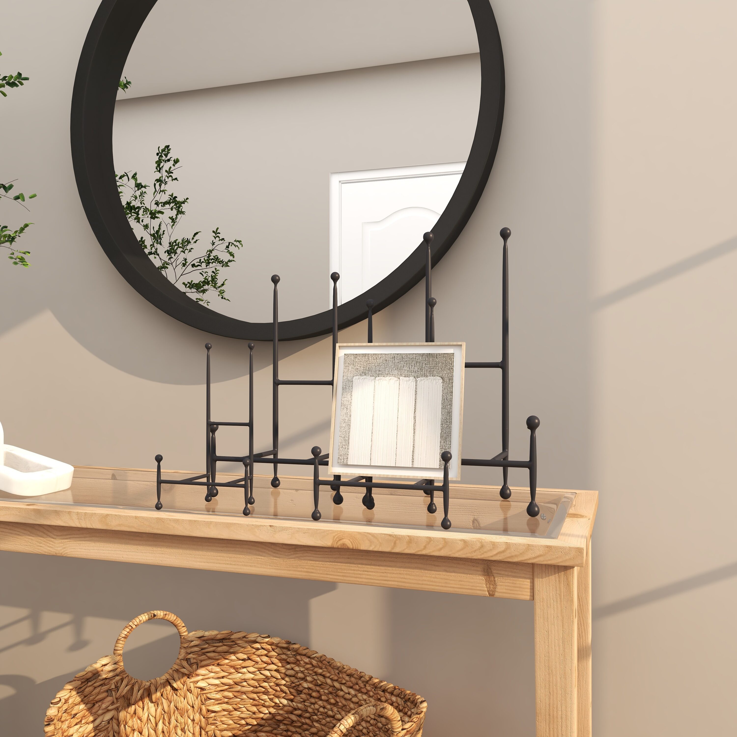 Black Iron Ball-Tip Easel Set for Art Display