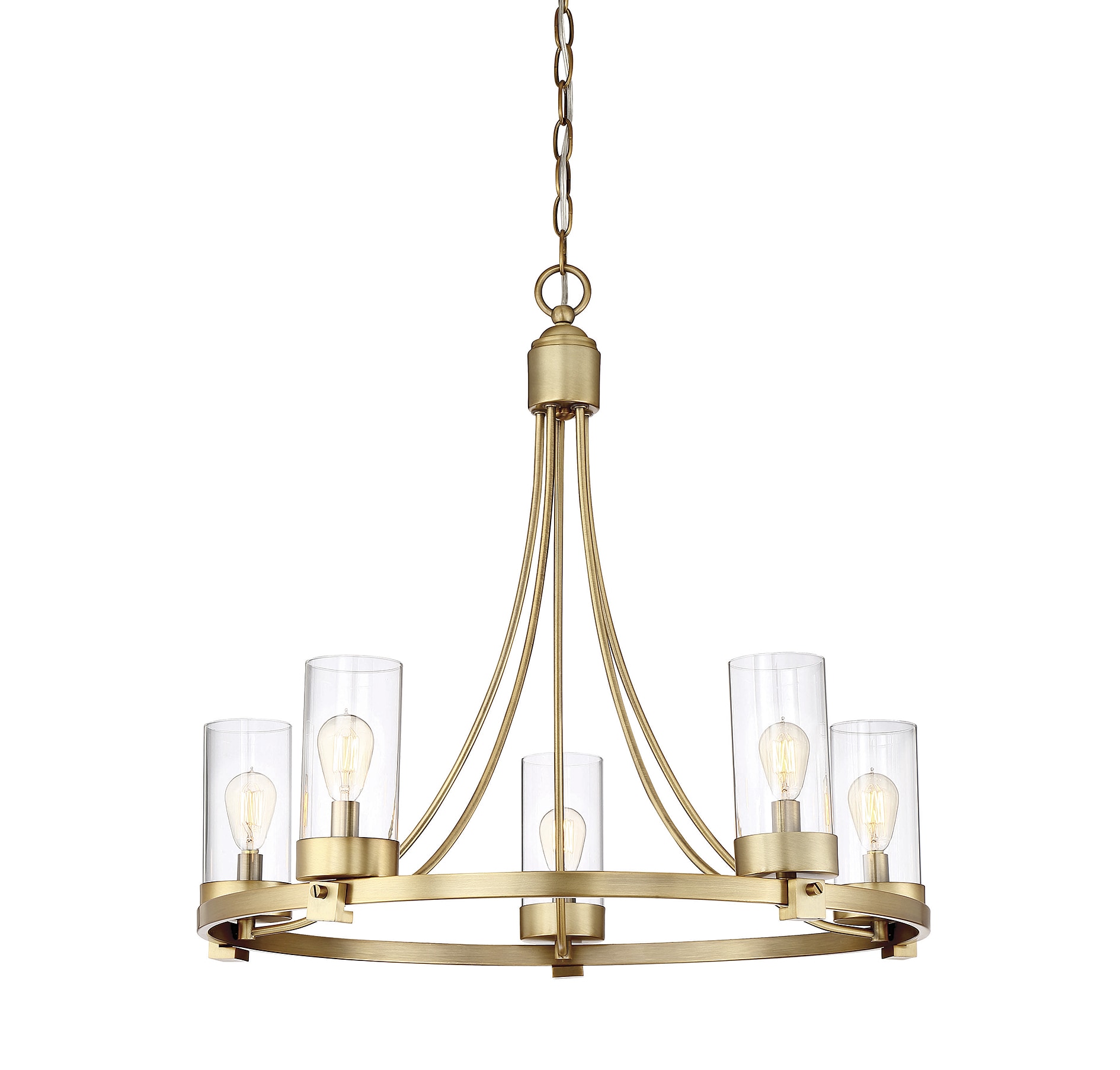 Meridian Lite Trends M10018NB Meridian 5 -Light Brushed Brass Modern/contemporary For Use in Bedrooms, Dining Rooms, Foyers, Kitchens, Living Rooms Chandelier