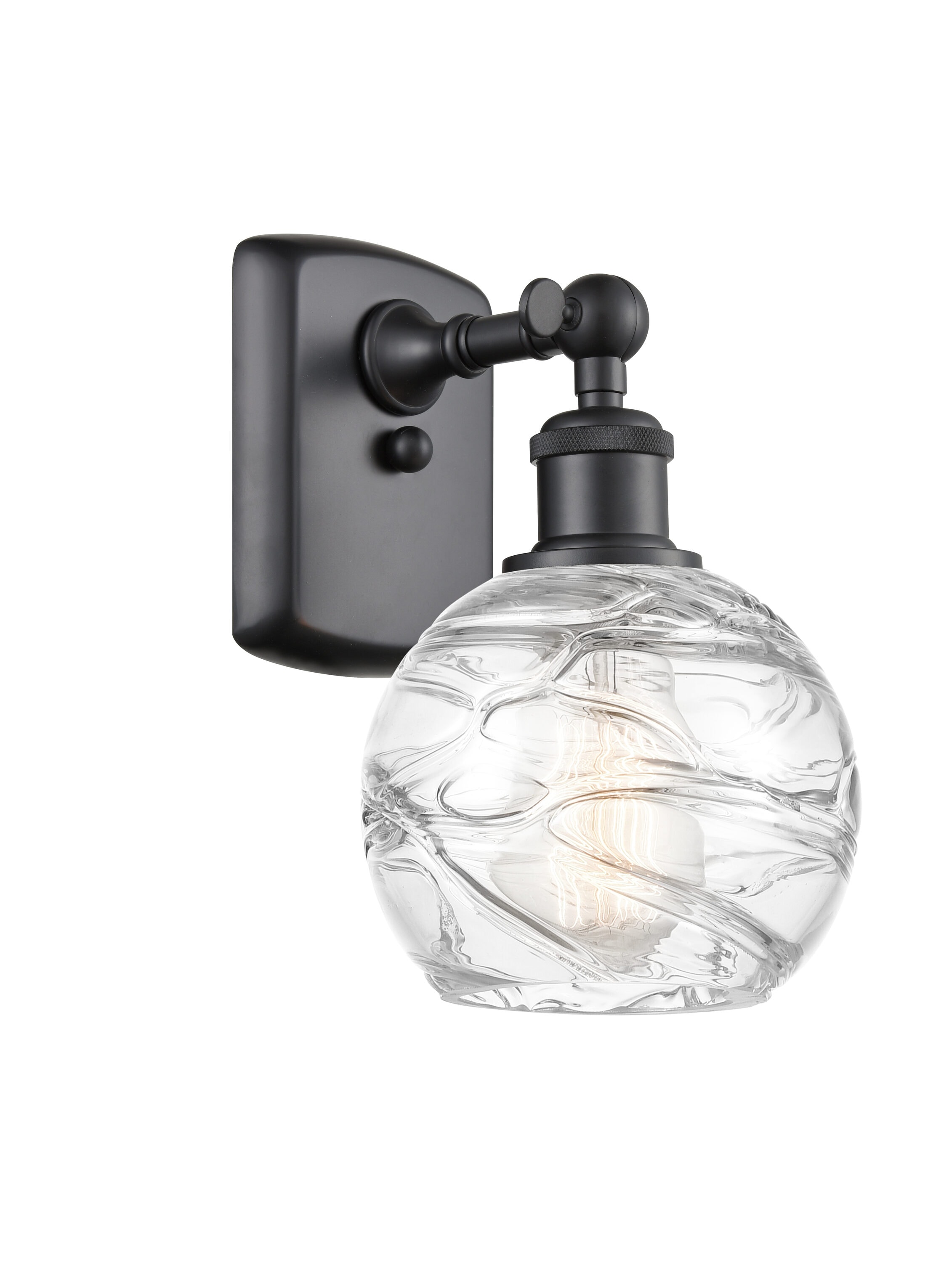 Innovations Lighting 516-1W-BK-G1213-6 Athens Deco Swirl 6-in W 1 -Light Matte Black Industrial Wall Sconce