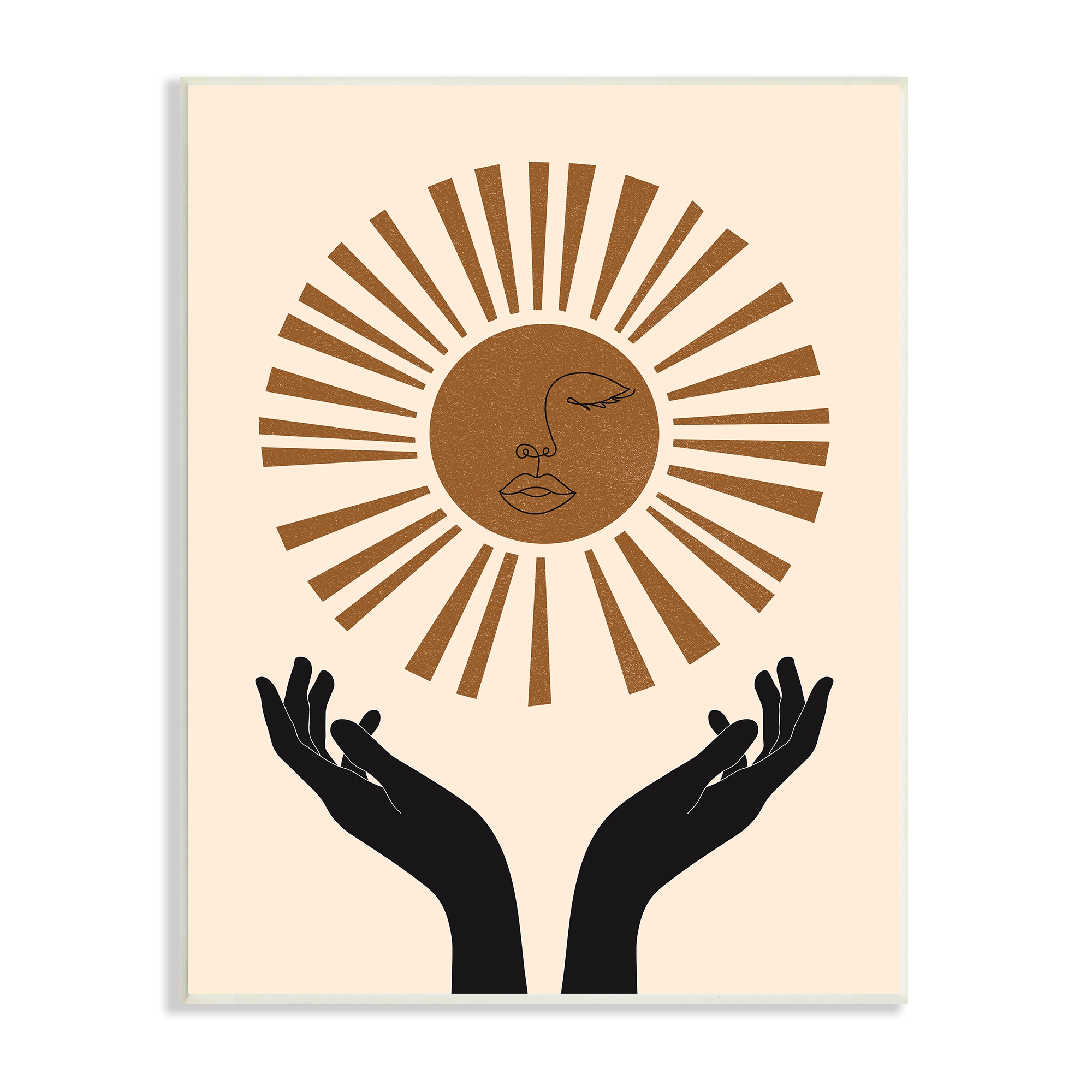 Stupell Industries AE-809-WD-13X19 Hands Holding Desert Sun with Face Linework Jj Design House Llc 19-in H x 13-in W Abstract Print