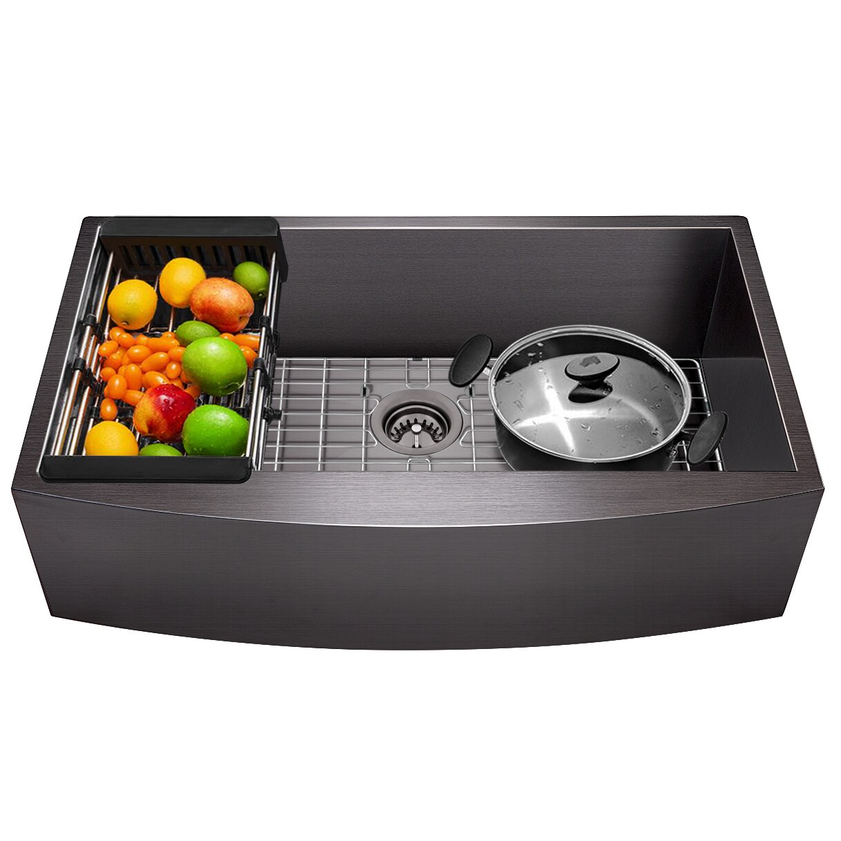 33" Matte Black Stainless Steel Farmhouse Apron Sink