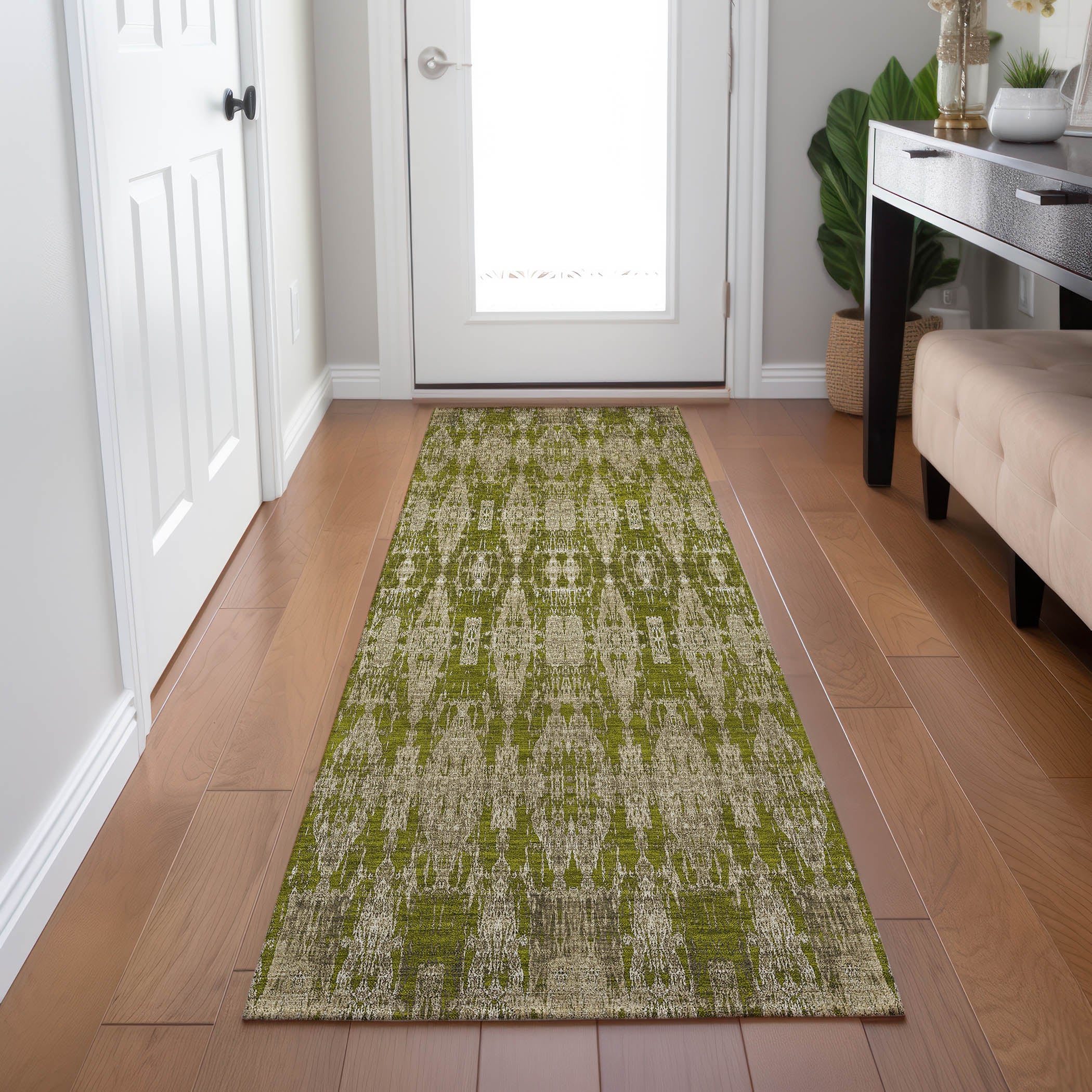 Addison Rugs ACN580OL2X8 Chantille ACN580OL 2 x 7 (ft) Polyester Olive Rectangular Indoor/Outdoor Geometric Moroccan Machine washable Runner rug