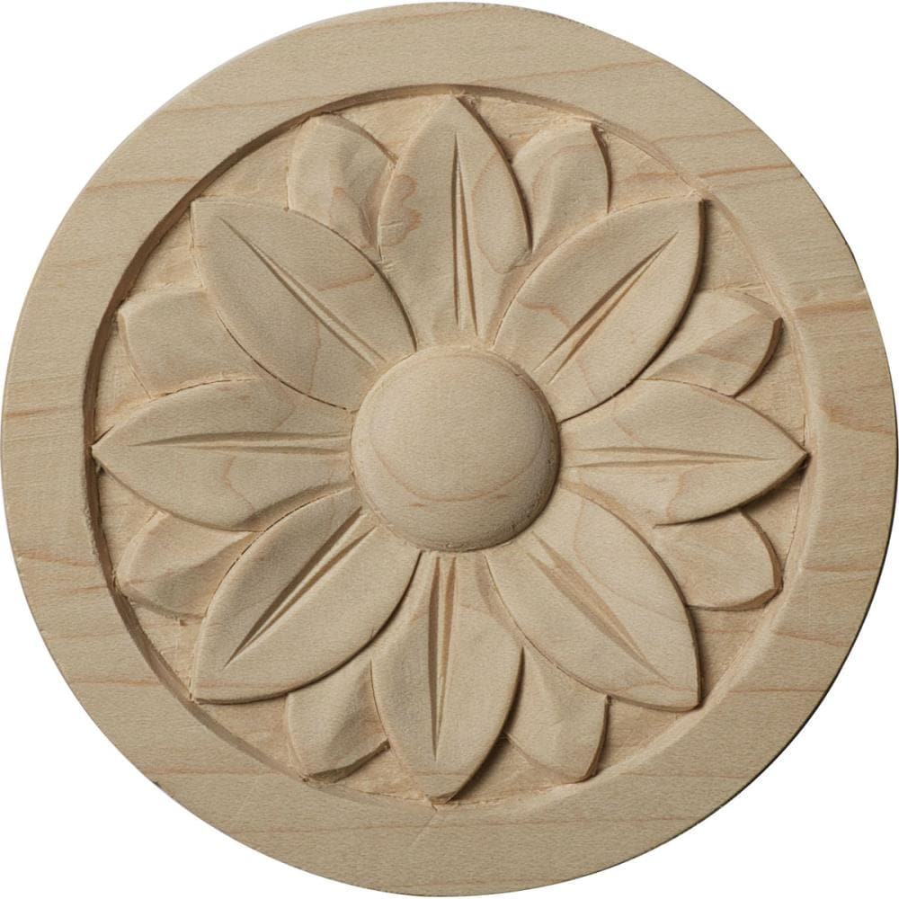 Ekena Millwork ROS04X04BECH Bedford 4.25-Inches x 4.25-Inches Round Unfinished Cherry Wood Rosette