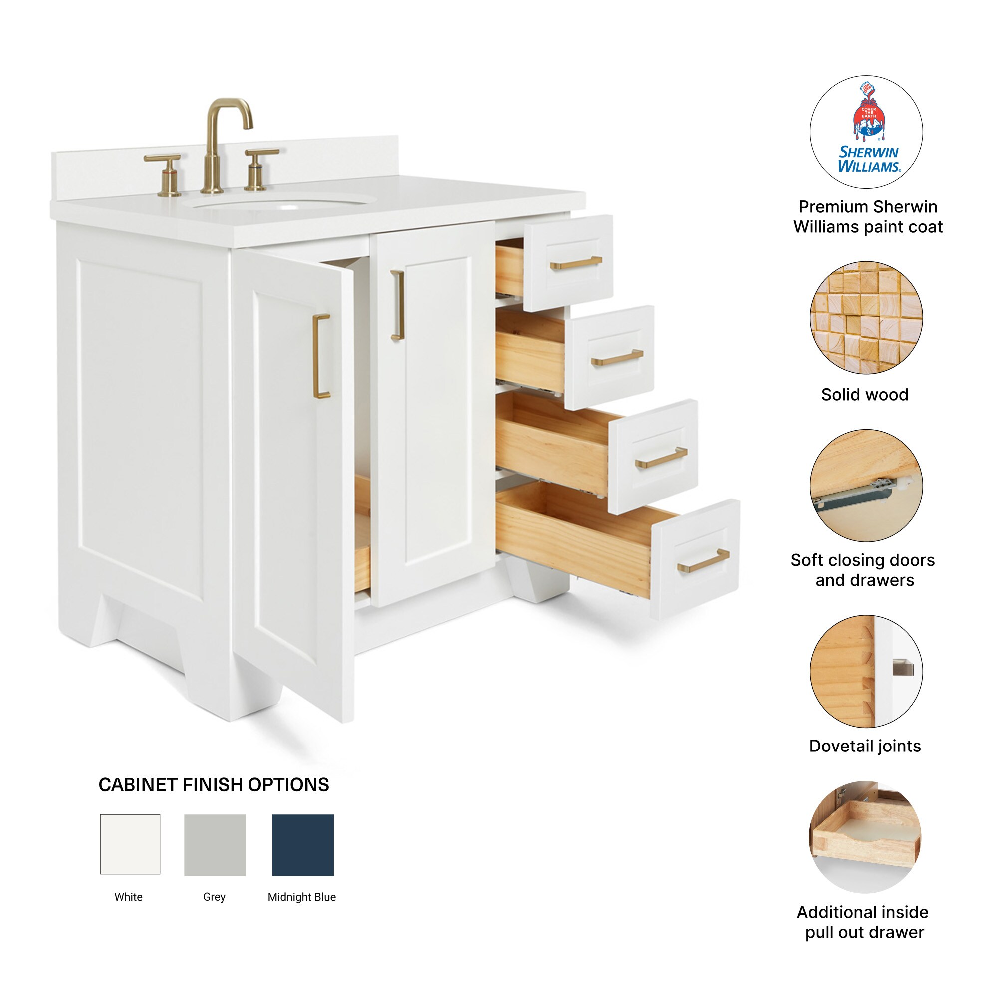 ARIEL Q037SLWQOVOWHT Bath-Vanity-Combo - View #4