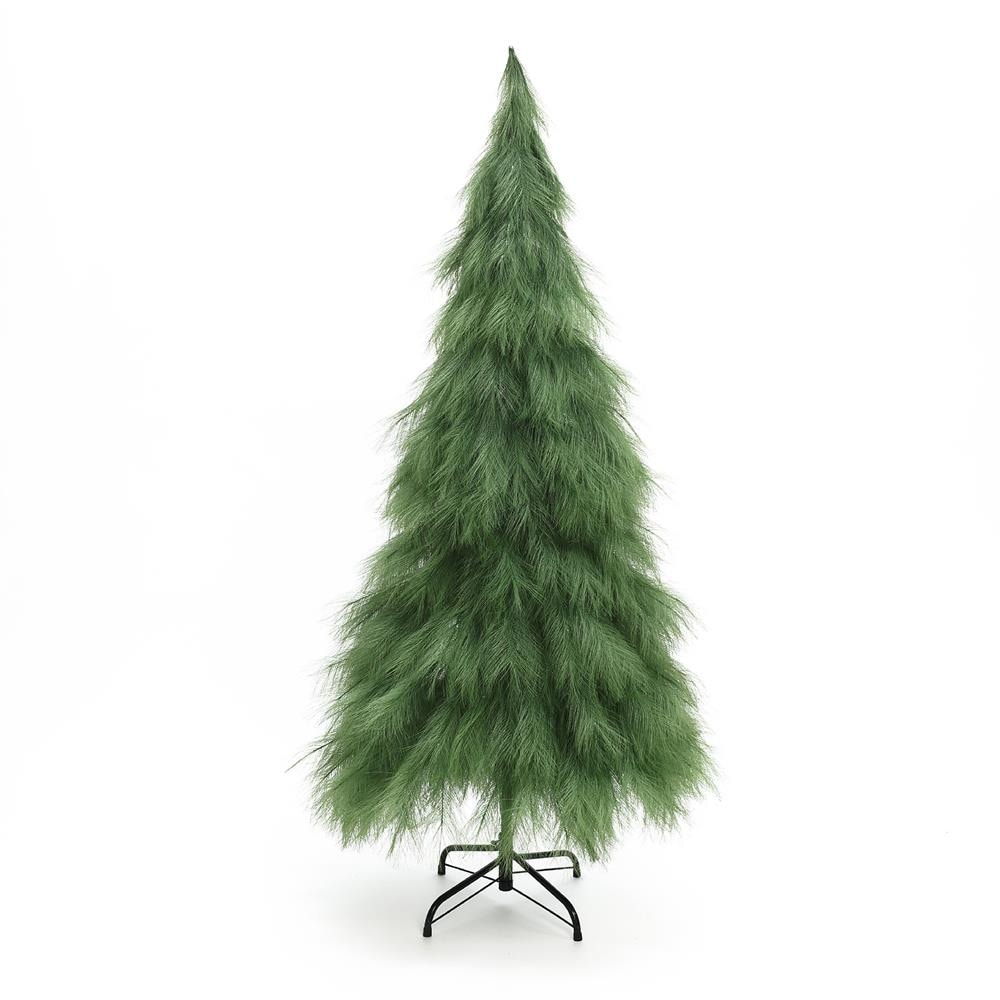 LuxenHome - 5-ft Pre-lit Flocked Artificial Christmas Tree with Green LED Lights