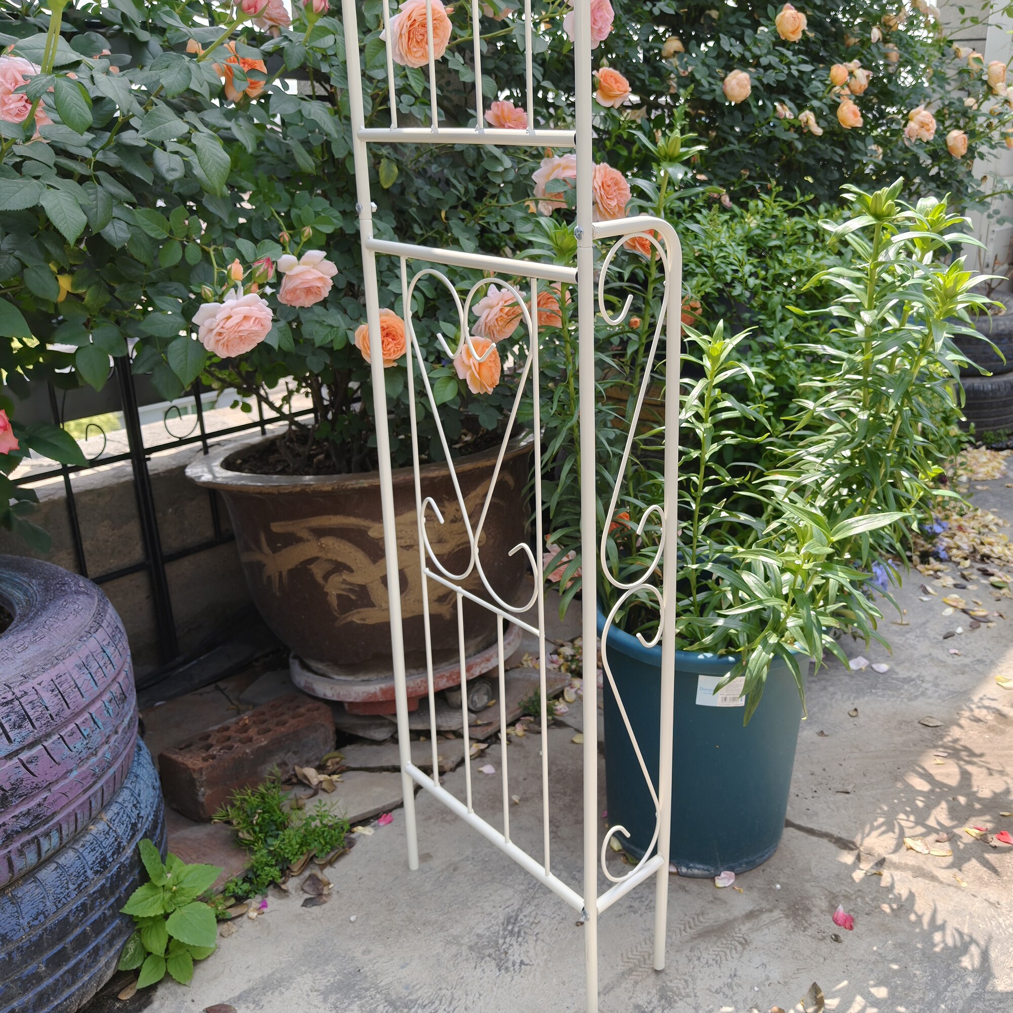 PetriMins Minimalist Style Garden Arch Trellis Gate White Decor Steel ...