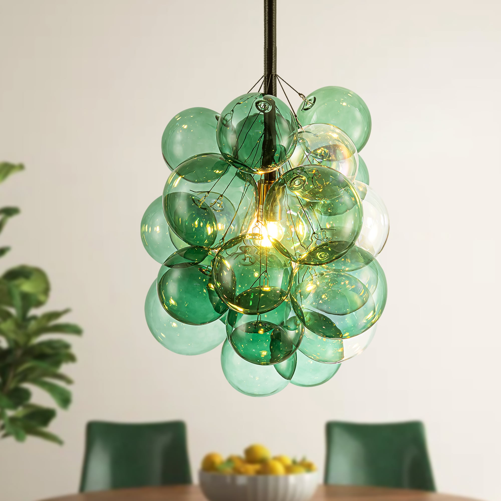 Rennnsan Stella 1 -Light Matte Black Glam Tinted glass Sputnik Medium Hanging Pendant Light