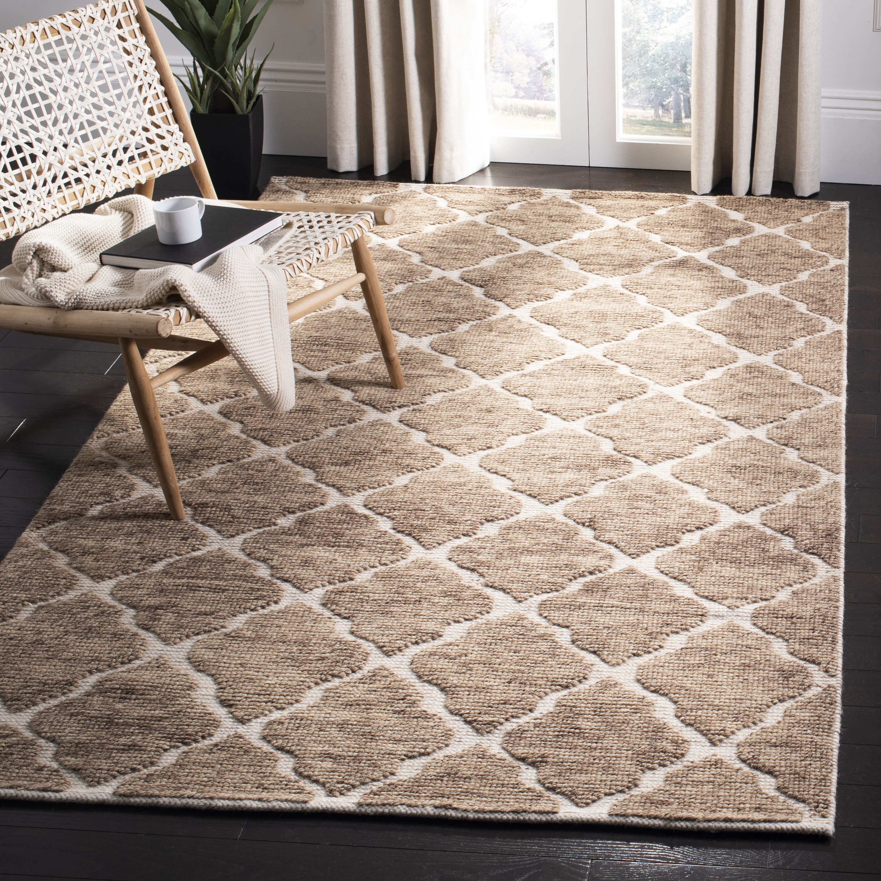 Martha Stewart MSR2559A-5 Vermont 5 x 8 (ft) Wool Beige/Ivory Rectangular Indoor Trellis Area rug