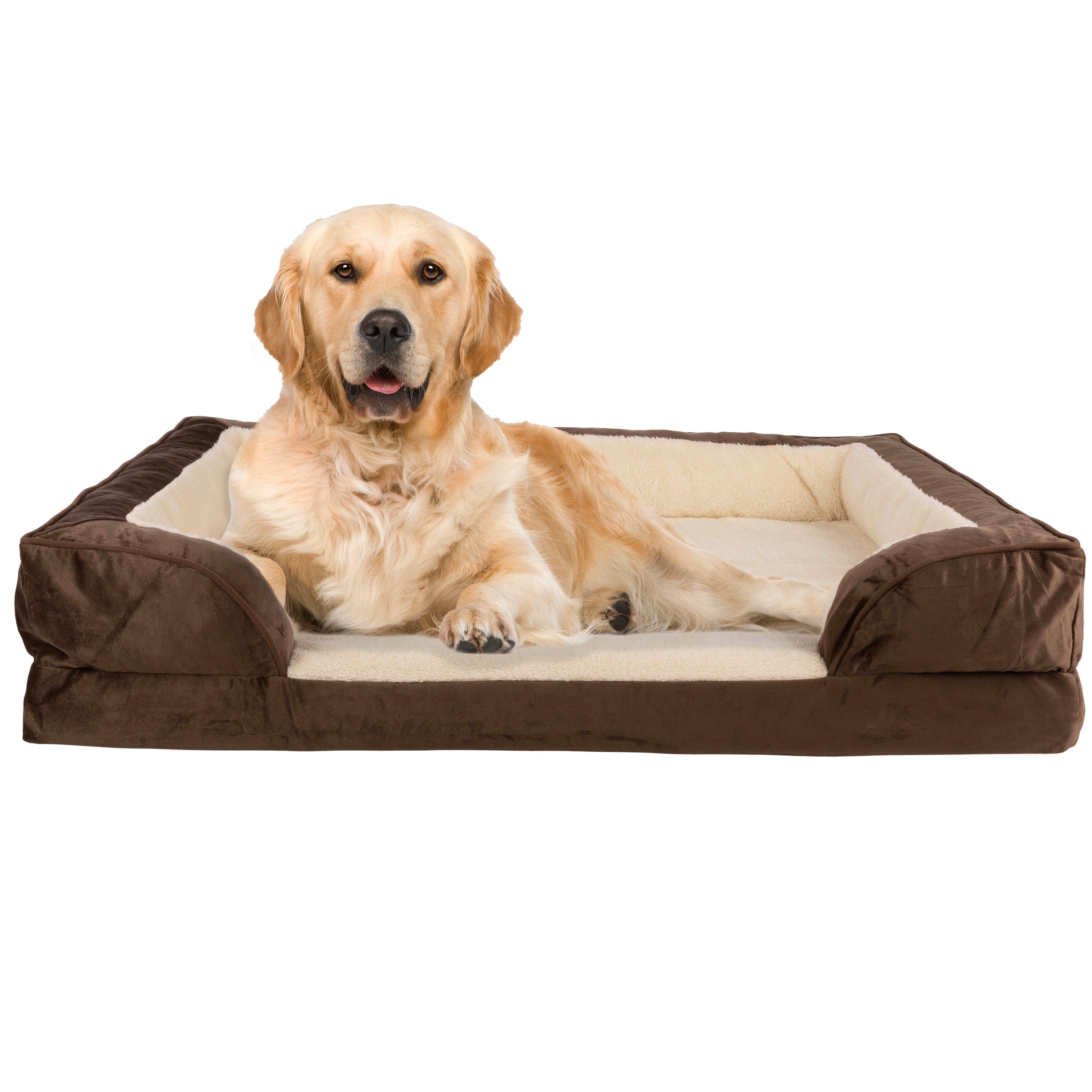 PETMAKER PET6370 Orthopedic Dog Bed with Bolster and Washable Cover (Brown)
