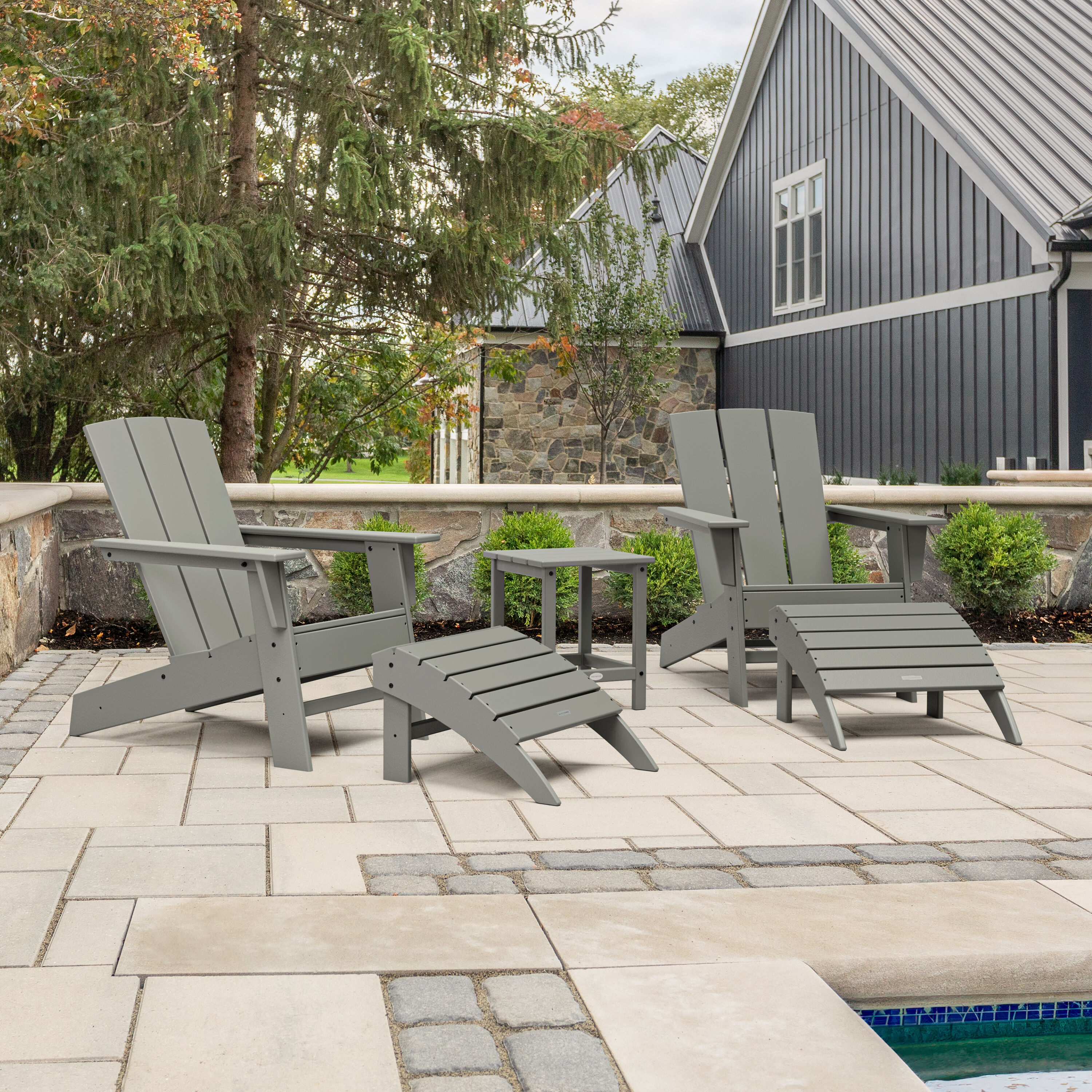 allen + roth by POLYWOOD PWS2726-1-GY Oakport 5 -Piece Patio Conversation Set