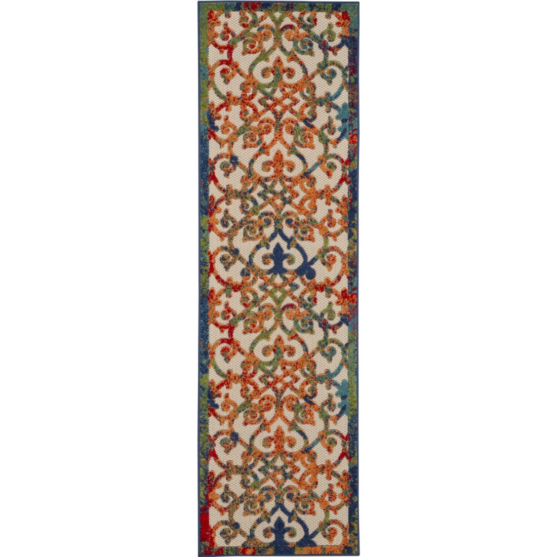 HomeRoots 4000385025 2 x 8 (ft) Polypropylene Multicolor Rectangular Indoor/Outdoor Floral Runner rug