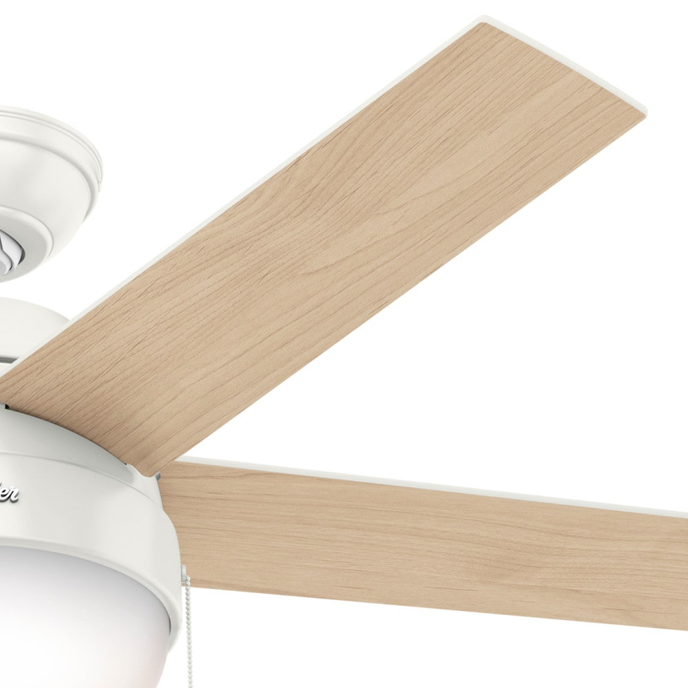 46" Fresh White and Natural Wood Ceiling Fan with LED Light