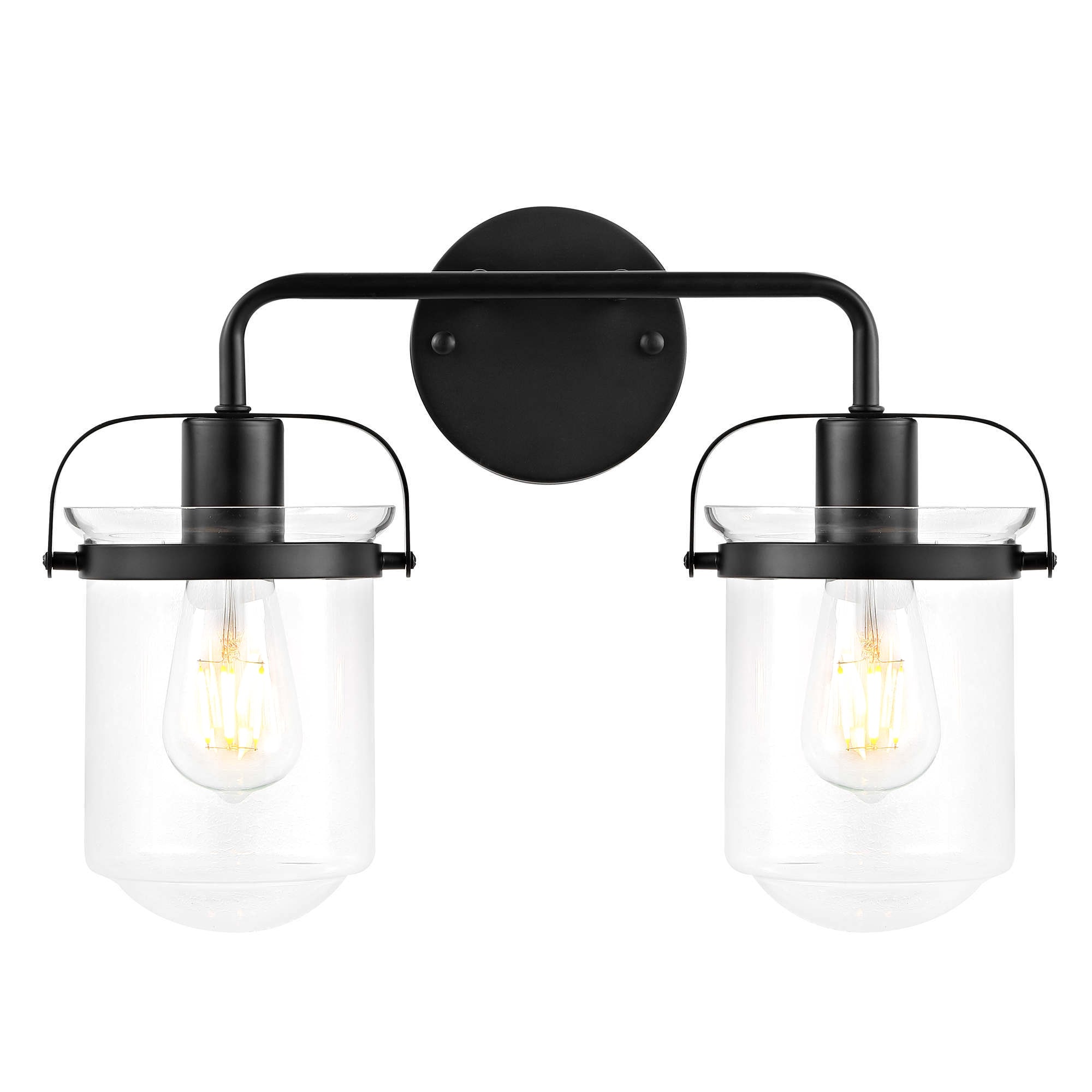 GETLEDEL 16in 2Light Matte Black Modern/Contemporary Vanity Light in