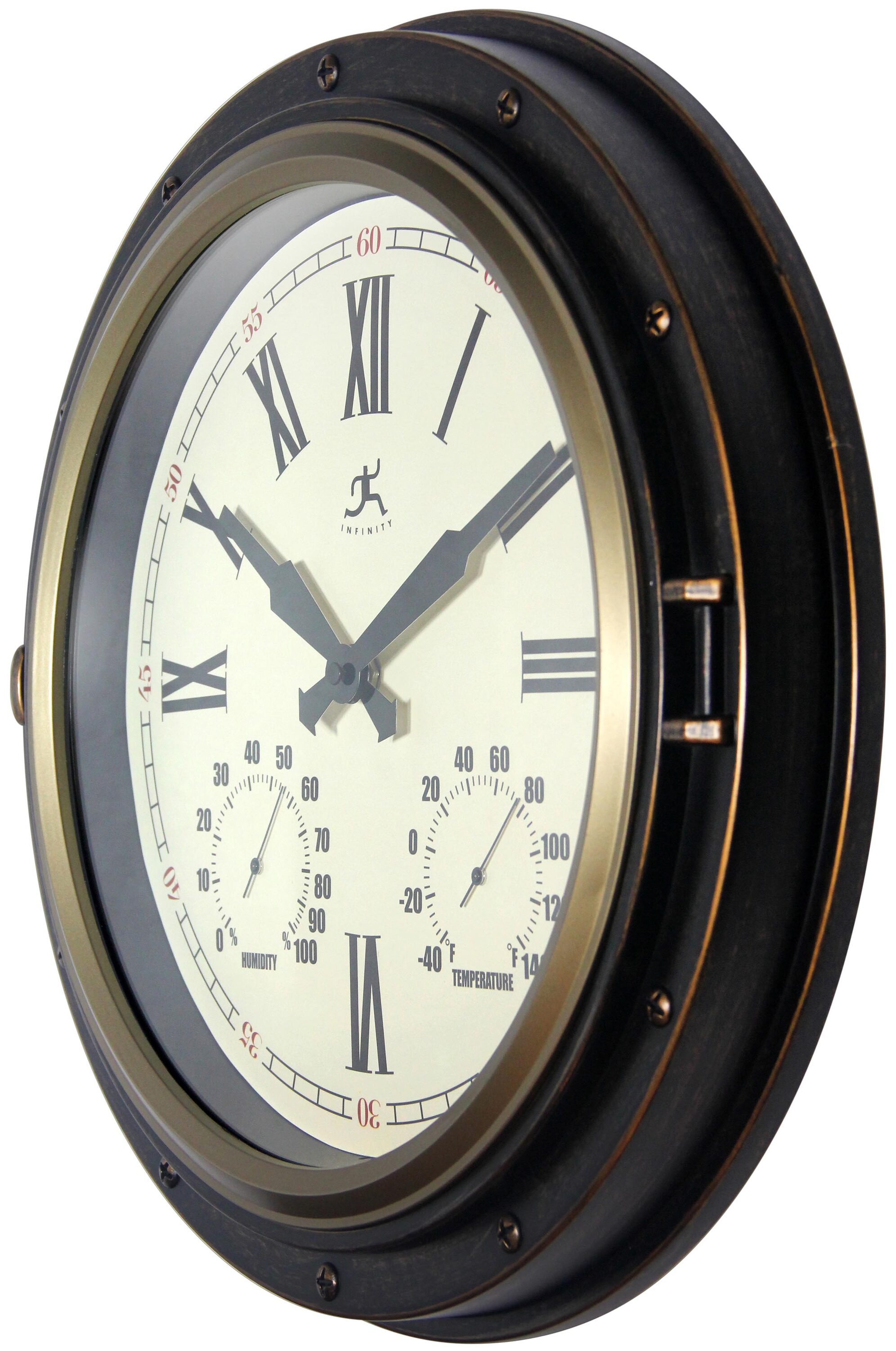 Sunburst 22.5 Indoor/Outdoor Wall Clock with Hygrometer and