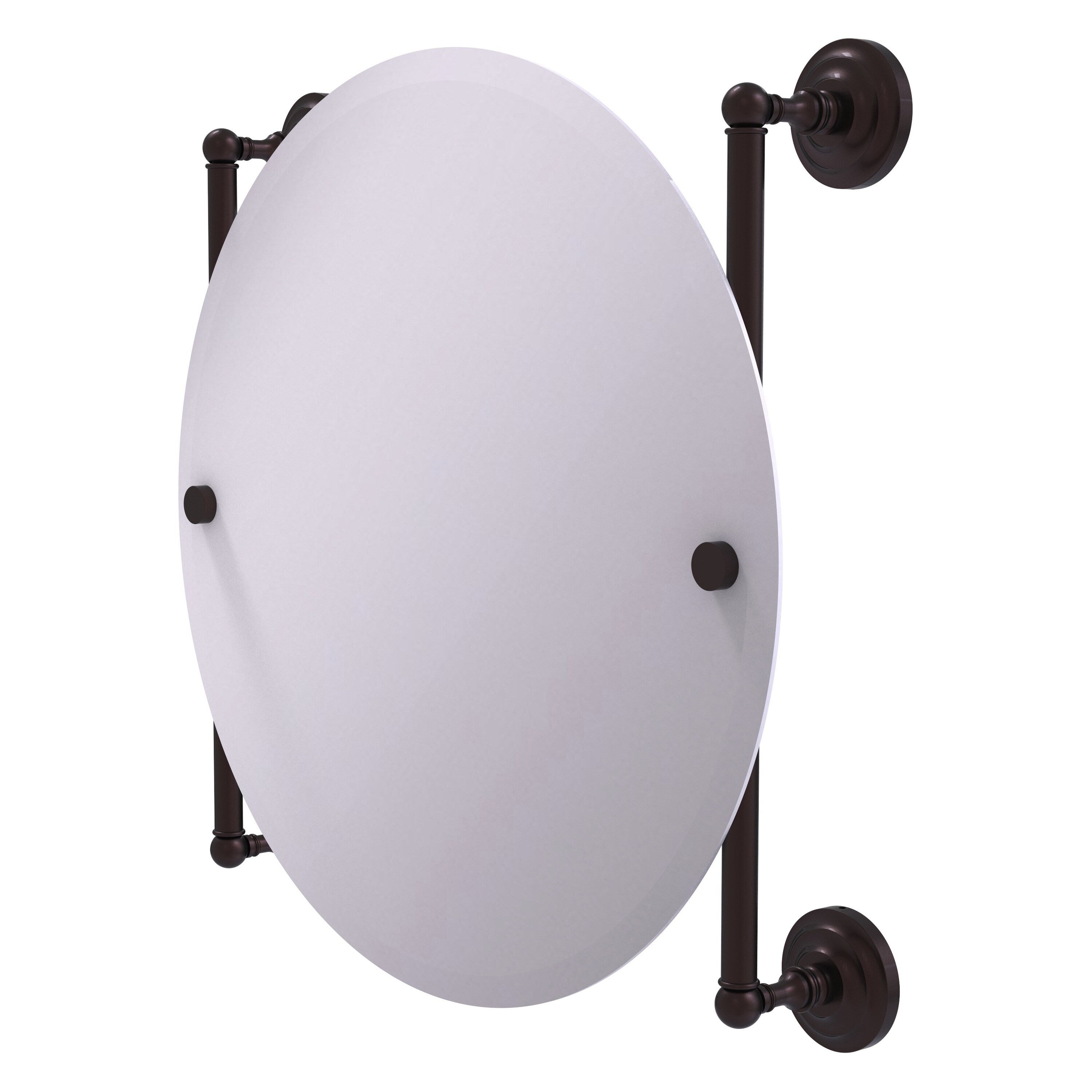 Allied Brass QN-27-90-ABZ Que New 22-Inches x 22-Inches Beveled Frameless Round Bathroom Vanity Mirror ( Antique Bronze )