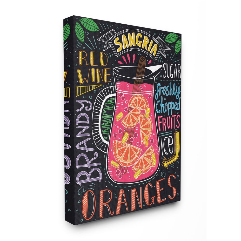 Stupell Industries Summer Sangria Pitcher Chalk Style Ingredient List 15-in H x 10-in W Kitchen Print in Black | AB-749-WD-10X15