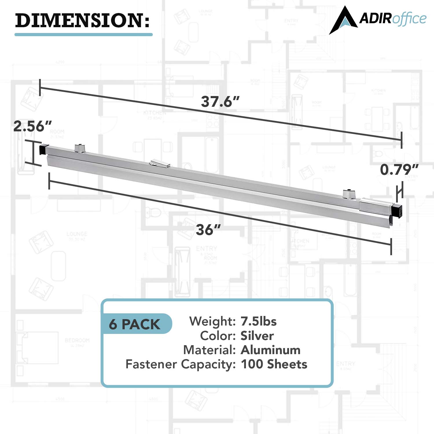AdirOffice 6-Pack 36-in Universal Aluminum Blueprint Hanging Clamps for ...