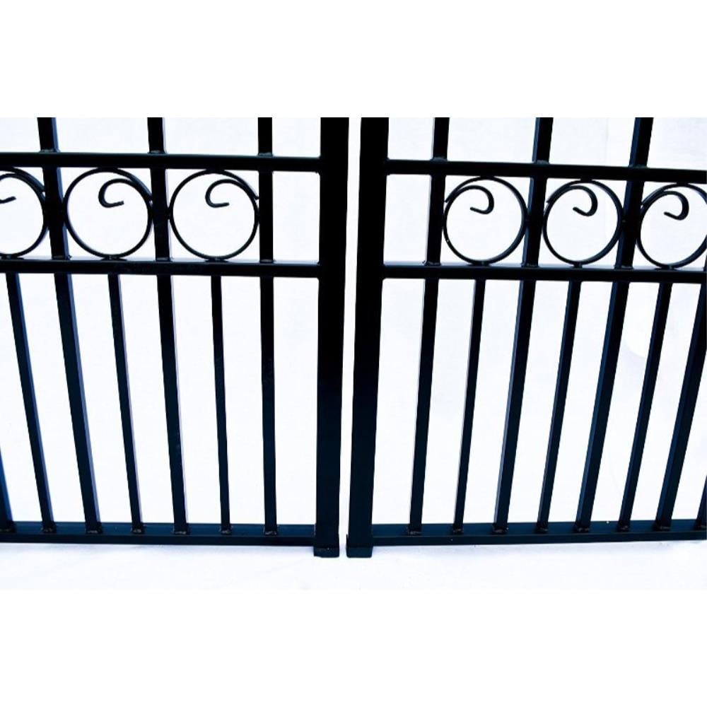 Paris Style Black Steel Dual Driveway Gate 12 ft x 6 ft