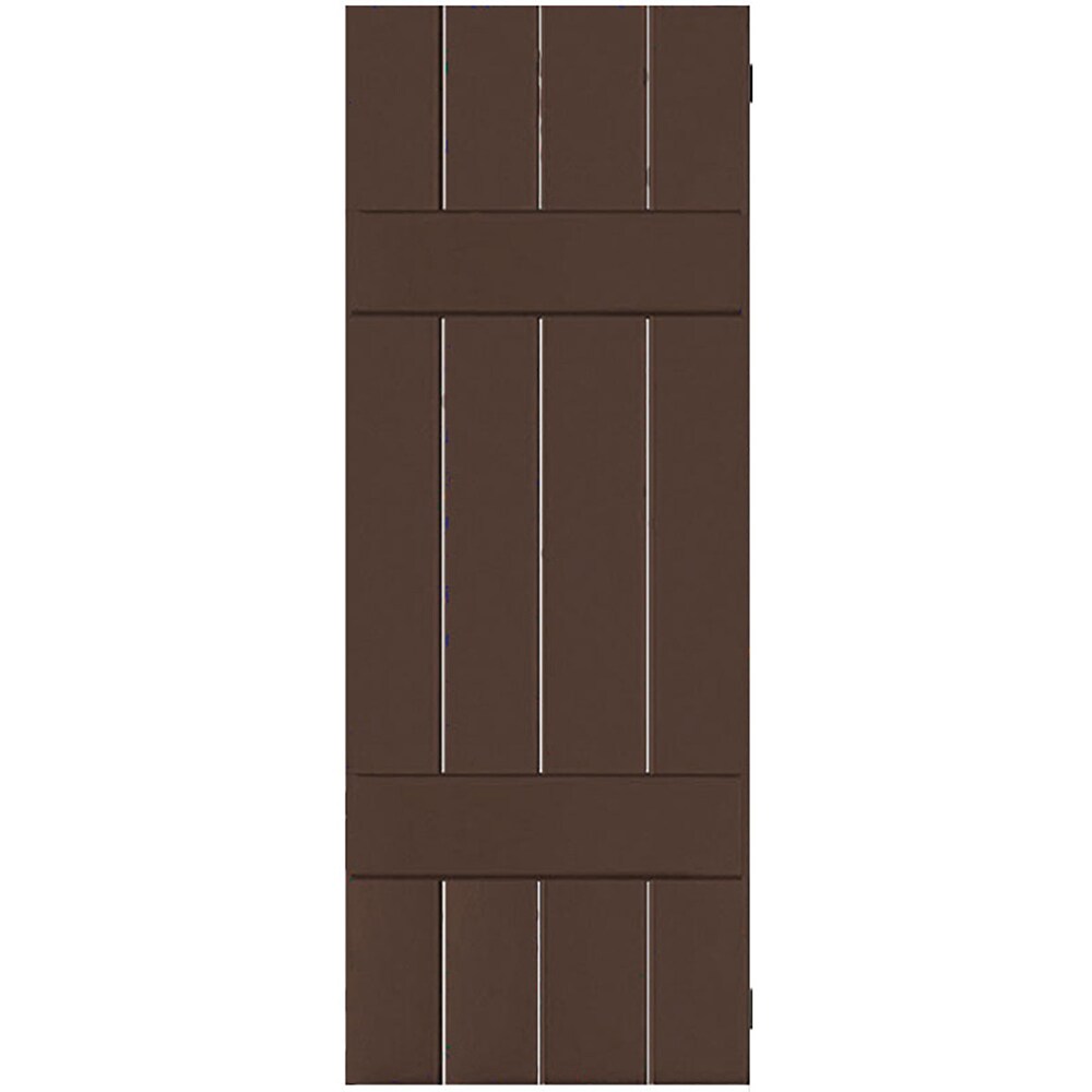 Ekena Millwork RWB15X065TBW 15-in W x 65-in H Tudor Brown Paintable/Stainable Board and Batten Wood Exterior Shutters (2-Pack)