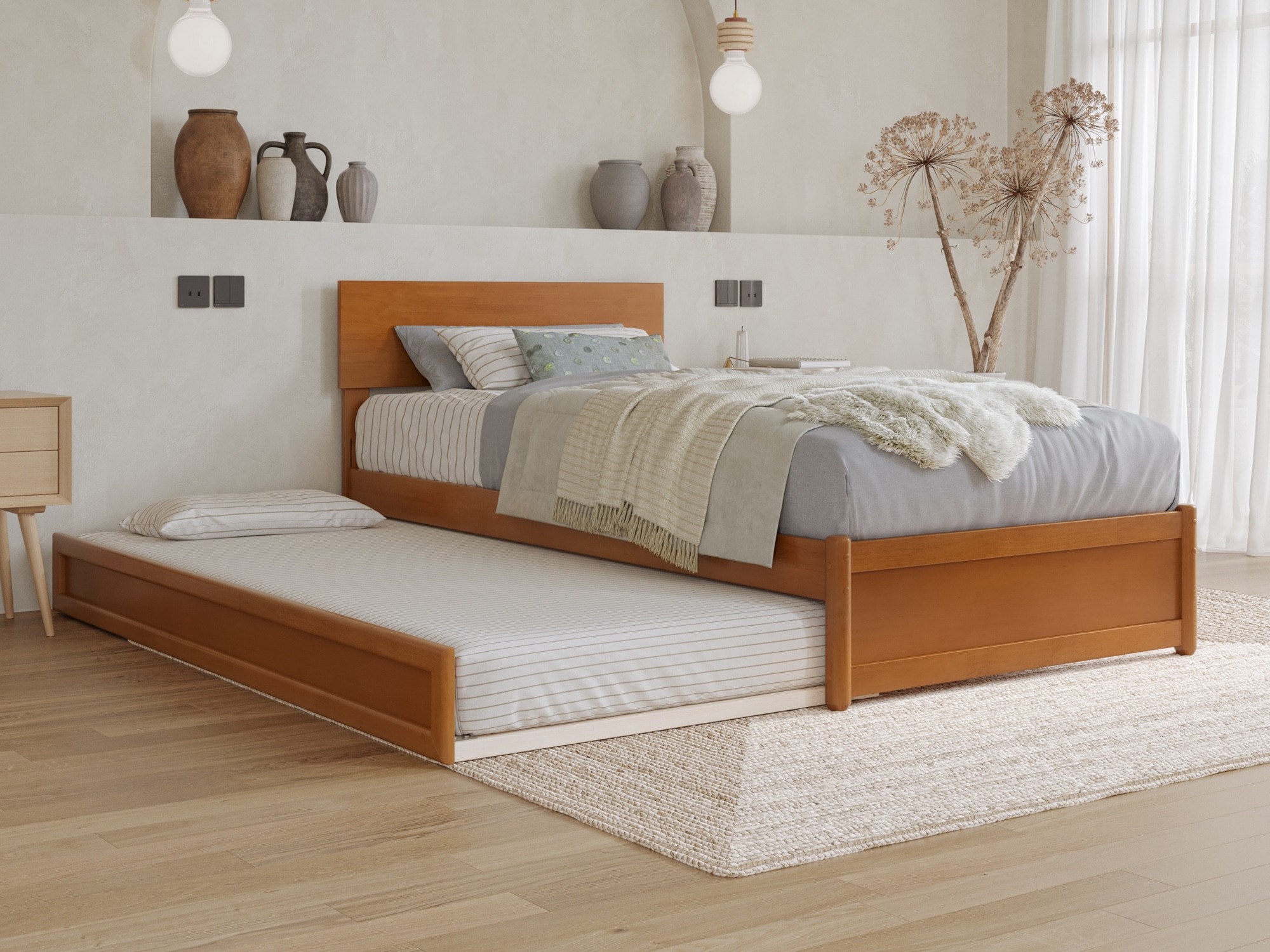 AFI AR818721T Wesley Light Toffee Twin extra long Wood Trundle Bed