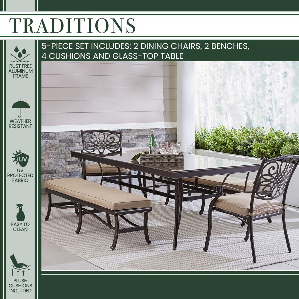Hanover TRADDN5PCGBN-TAN Patio-Dining-Sets - View #2