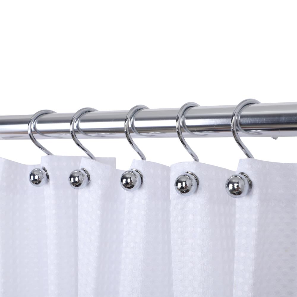 OSOPOLA Stainless Steel Shower Curtain Rings Glide Roller Rustproof Shower Curtain Hooks Polished Chrome for Bathroom Rods Curtains Set of 12 Pieces