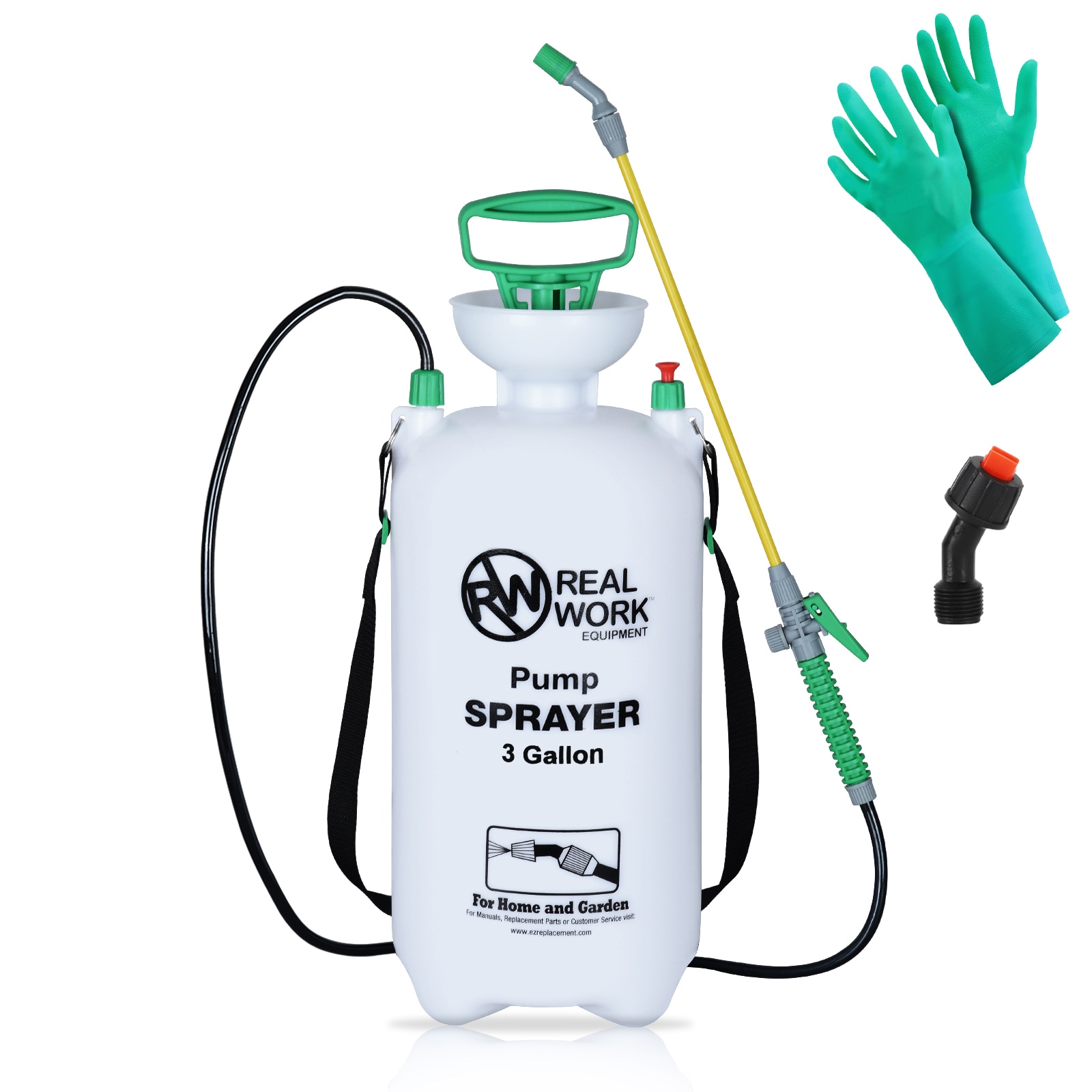 RealWork 3L7003G 3-Gallon Rubber Hose Plastic Tank Sprayer with Adjustable Spray
