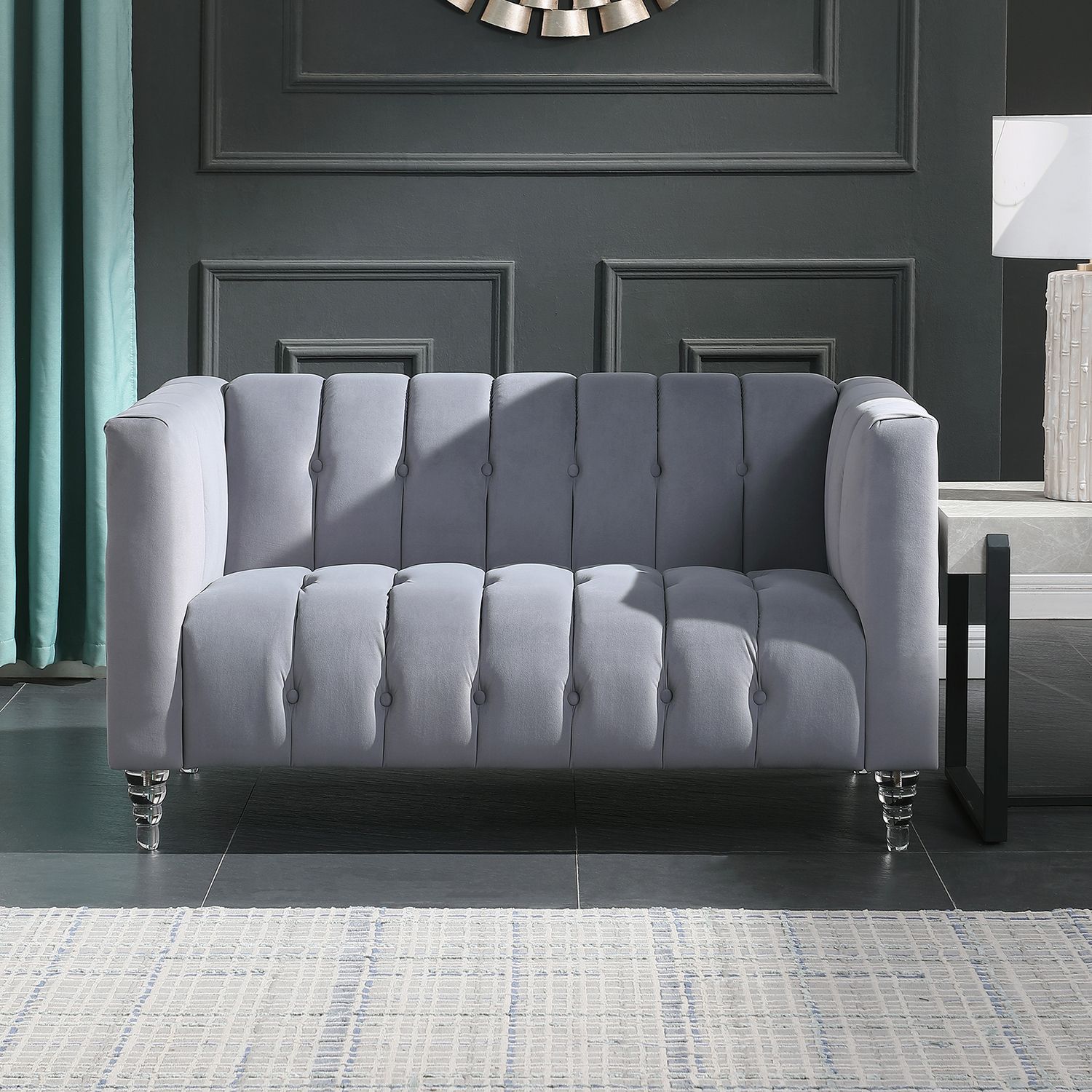 JASMODER W1099S00019 34.64-Inches Modern Grey Sofa