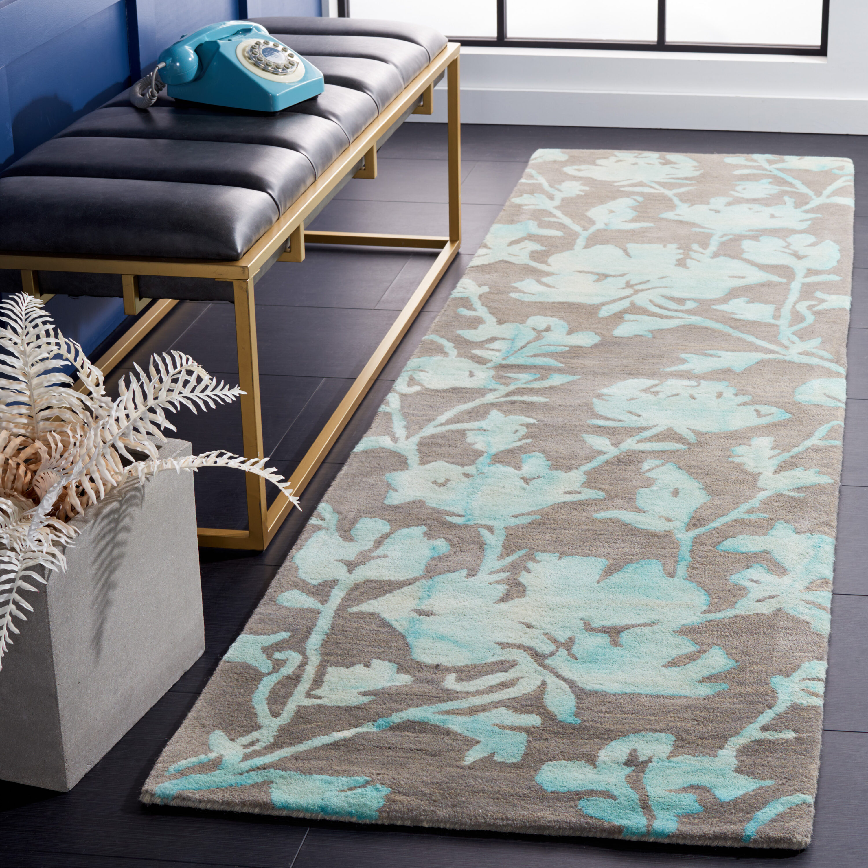  Dip Dye 716 Gray/Turquoise Contemporary 2ft-3in x 6ft Runner Rug