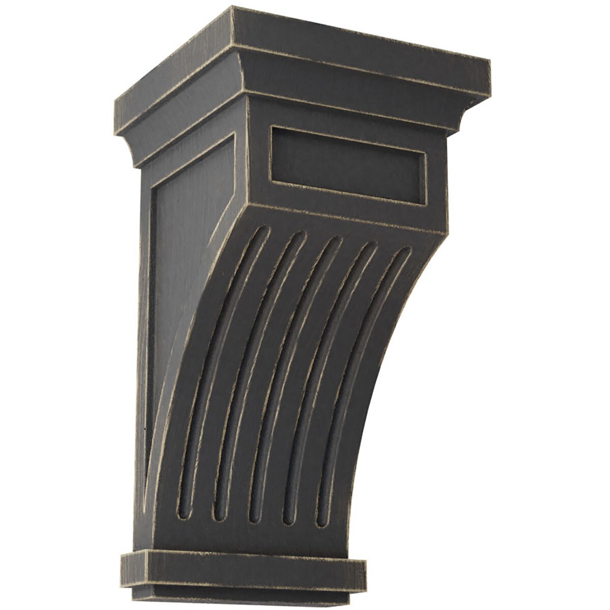 Ekena Millwork CORWD05X05X10FLBL 5.5-in x 5.5-in x 10-in Vintage Decor Finished Rubberwood Black Wood Paintable/Stainable Corbel