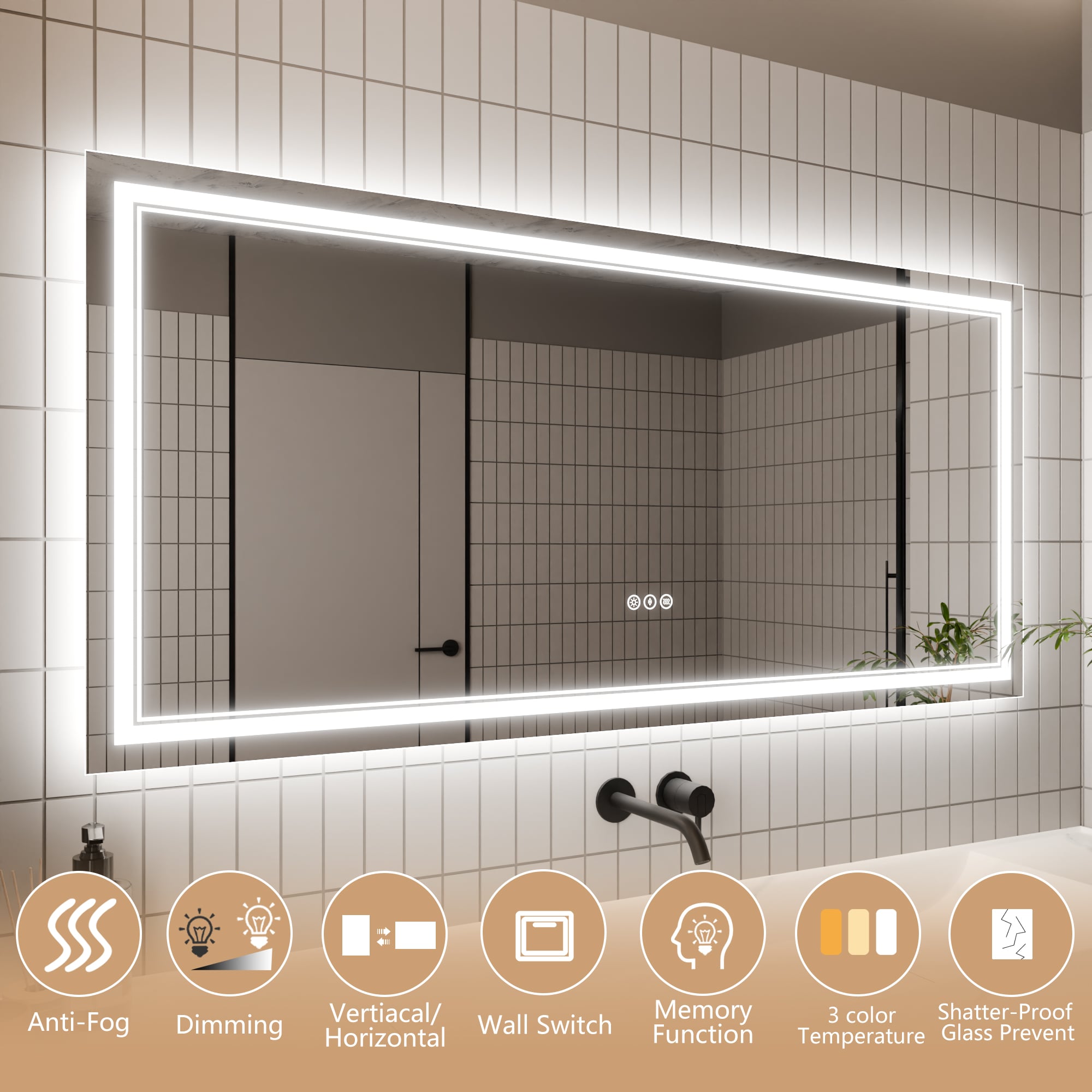 WELLFOR EX-3-6028BL Framed-Bath-Mirrors - View #6
