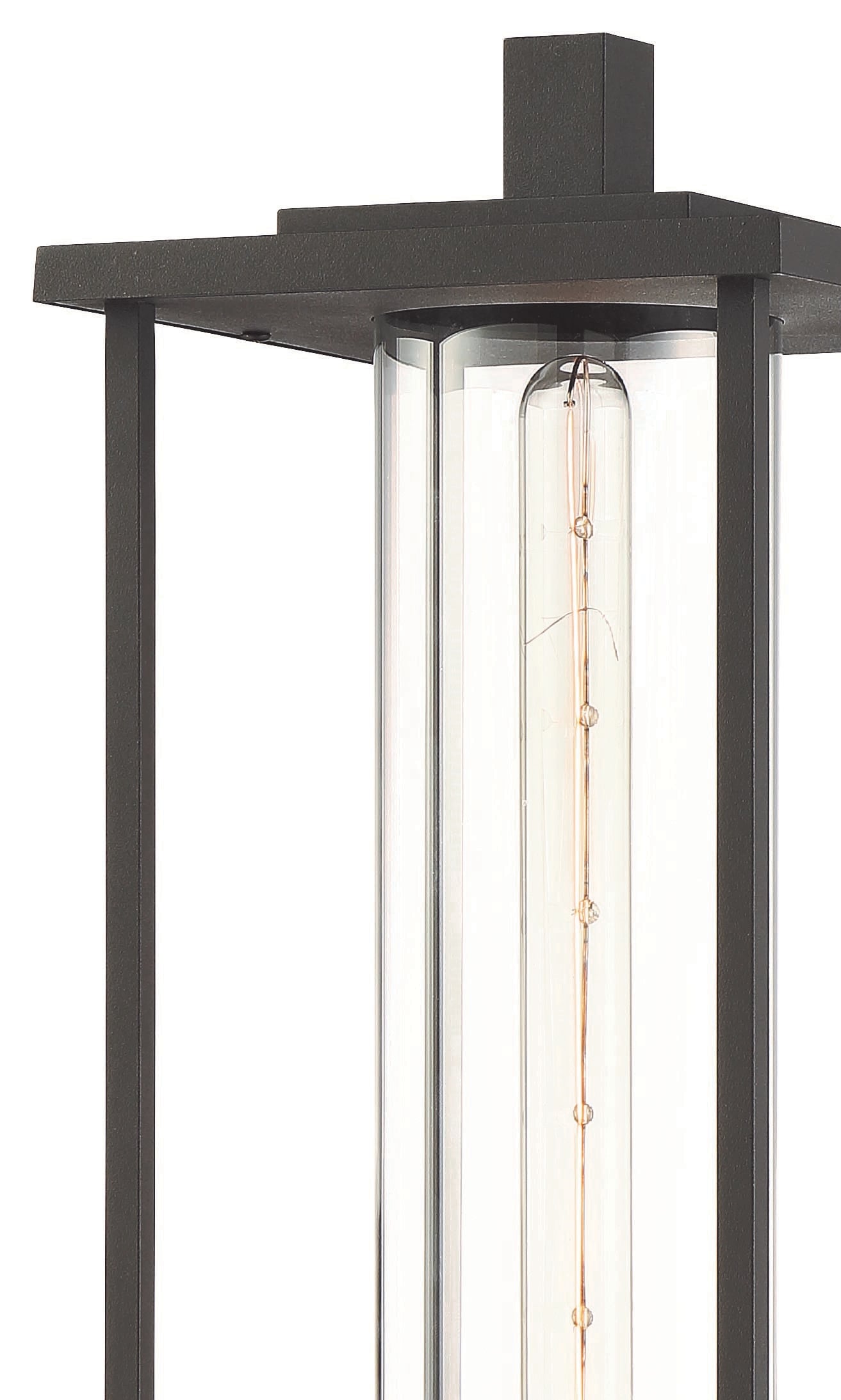 Black Metal Outdoor Post Light with Clear Glass Shade