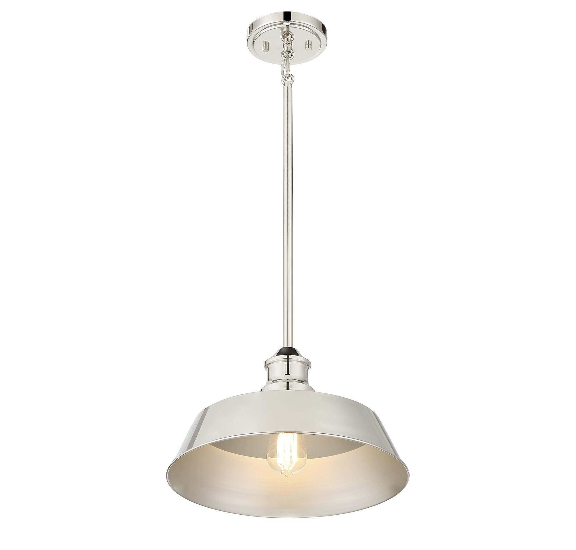 Polished Nickel Vintage Industrial 1-Light Pendant