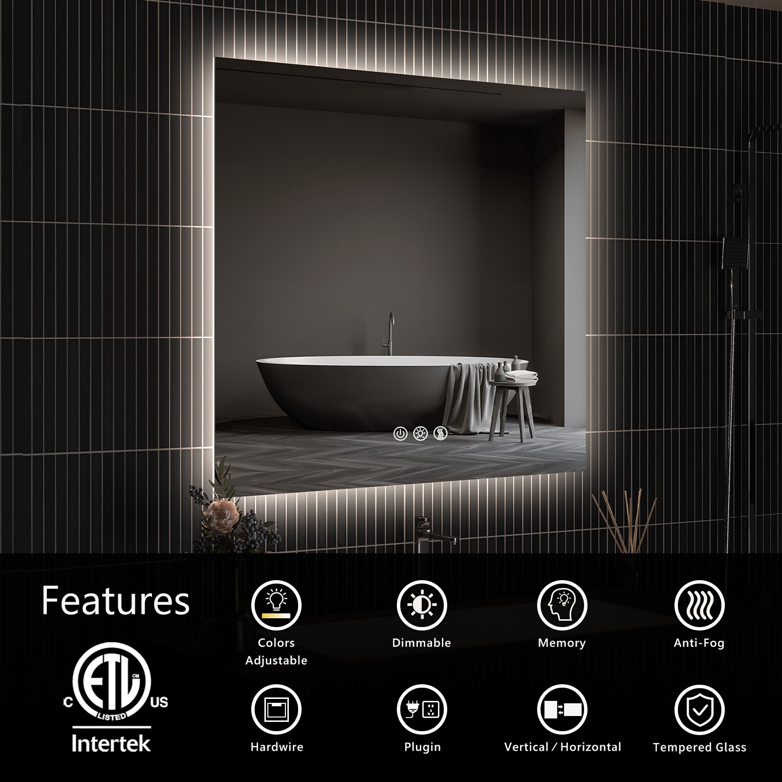 FurniFusion MA043030TD-OL Framed-Bath-Mirrors - View #3