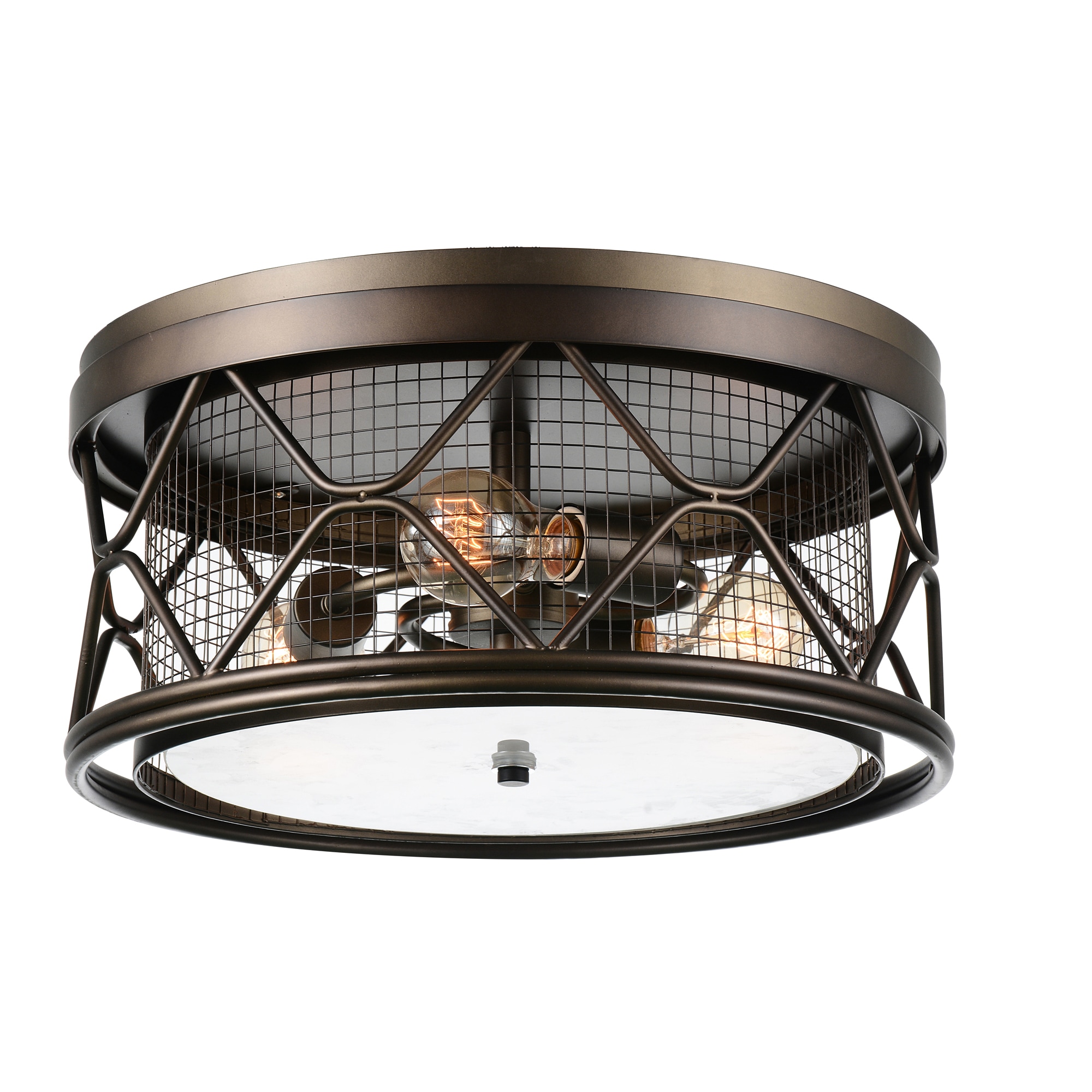 CWI Lighting 9914C16-3-204 Kali 3-Light 16-in Brown Flush Mount Light