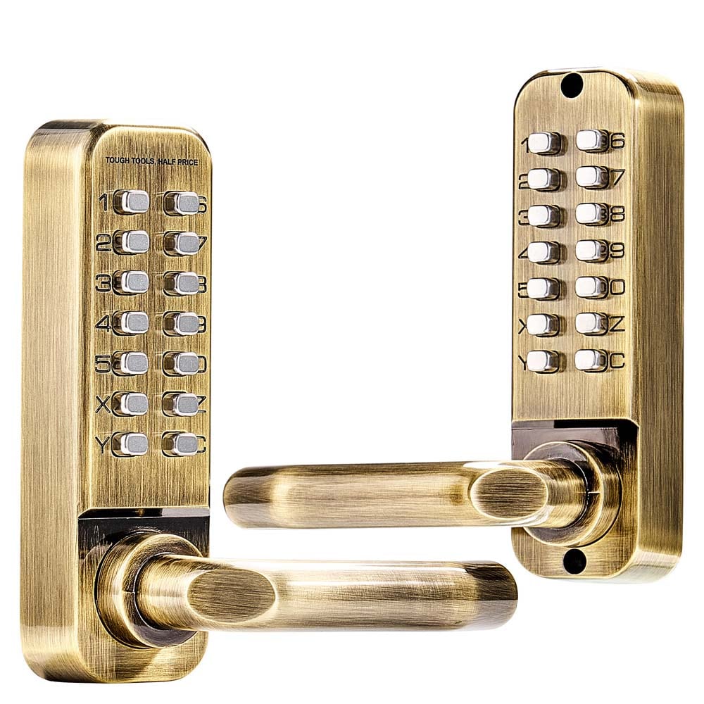 SereneVita Mechanical Keyless Entry Door Lock 14 Key Mechanical Door Lock Mechanical Keypad Door Lock with Handle Zinc Waterproof Keyless Gate Lock for Home Office Outdoor Fence