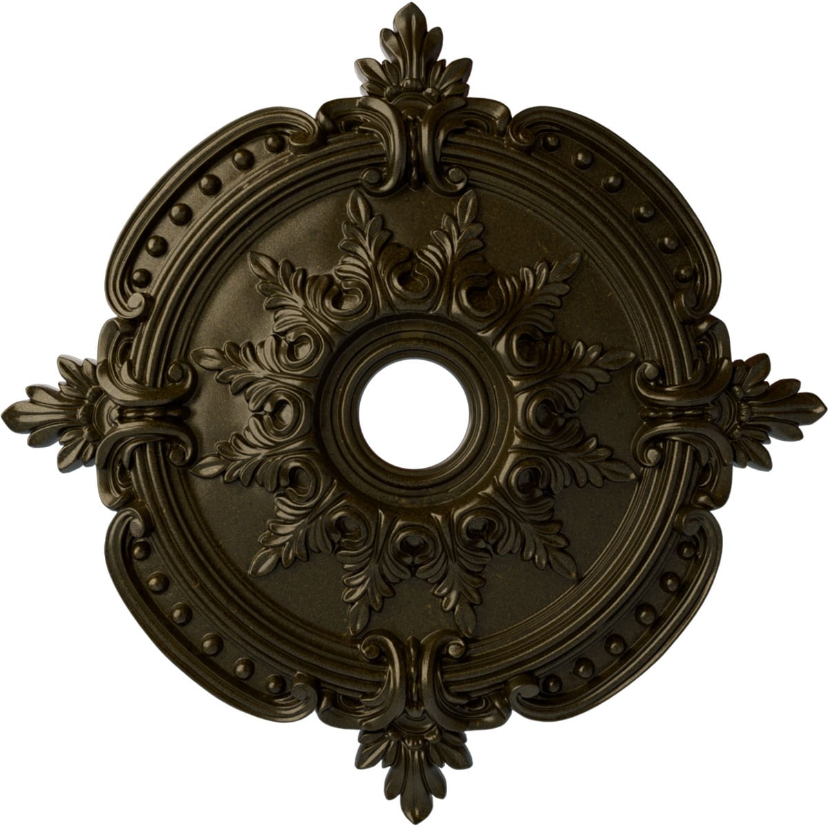 Ekena Millwork CM28BEGGS Benson Classic 28.375-in W x 28.375-in L Painted Green Gold Polyurethane Whole Ceiling Medallion