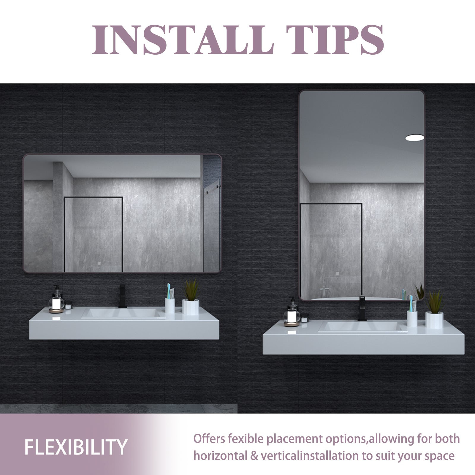WELLFOR BFB8DHG-WF Framed-Bath-Mirrors - View #8