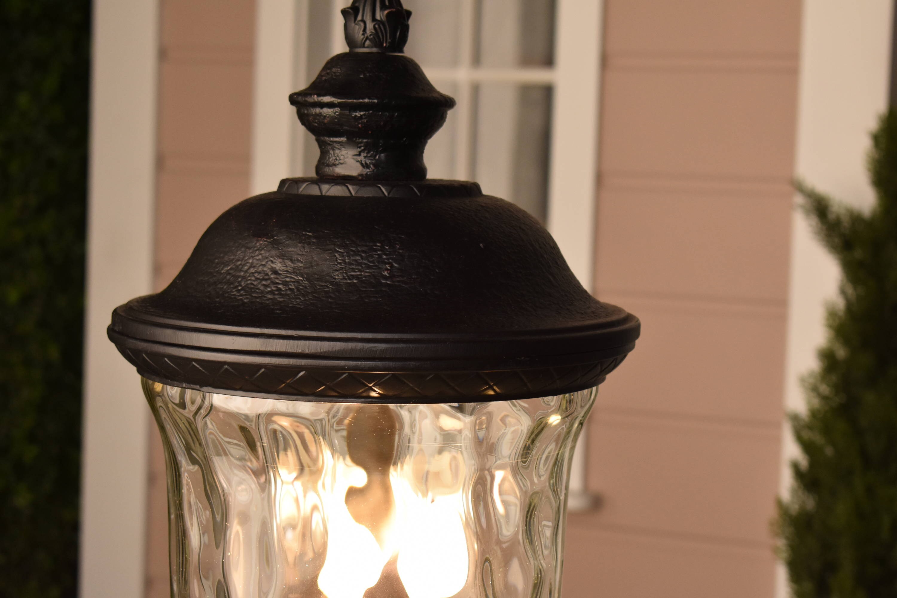 Oriental Bronze 26-Inch Outdoor Post Light with Water Glass Shade